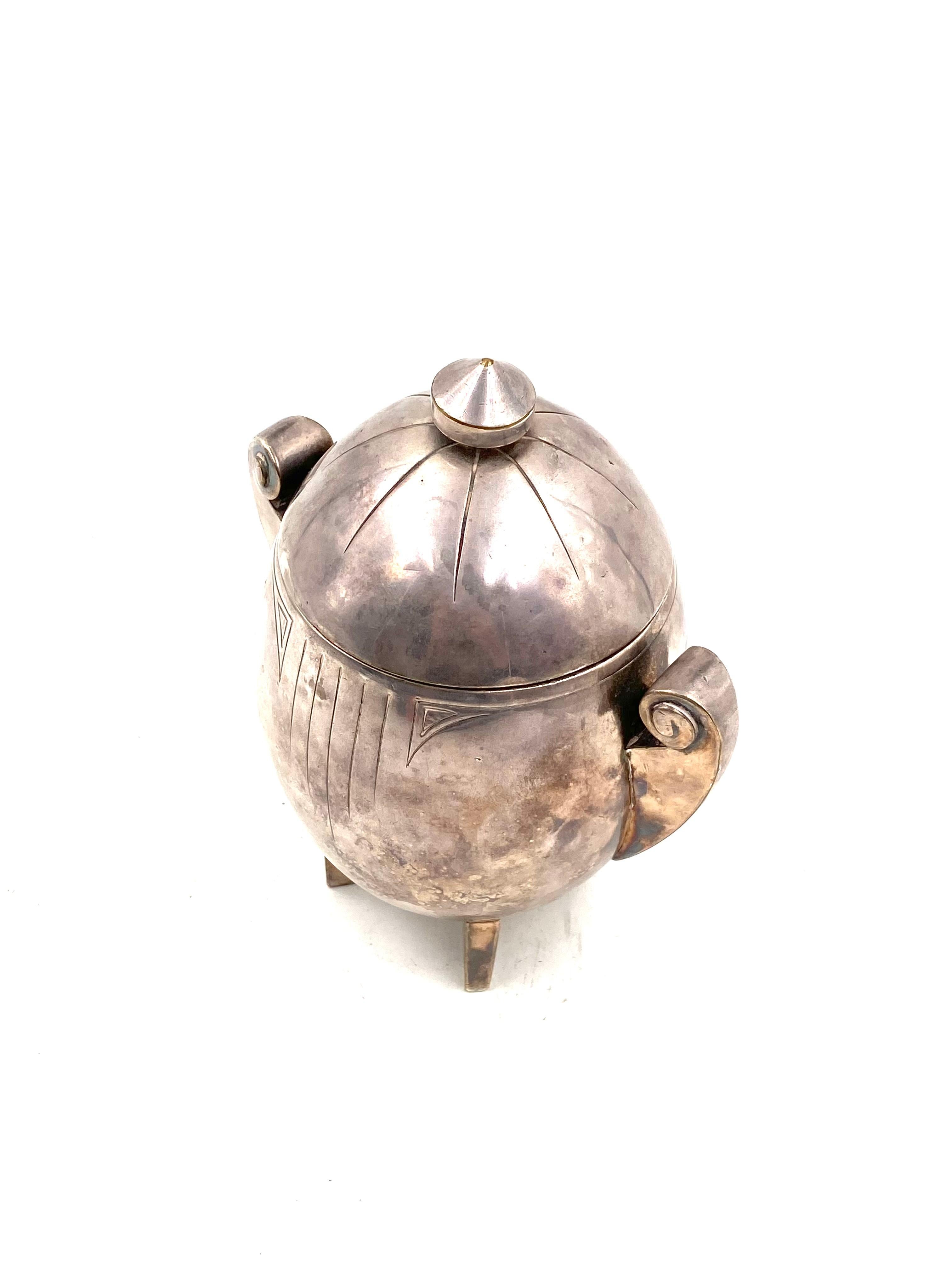 Art Deco silver-plated sugar bowl, Germany 1920s 8