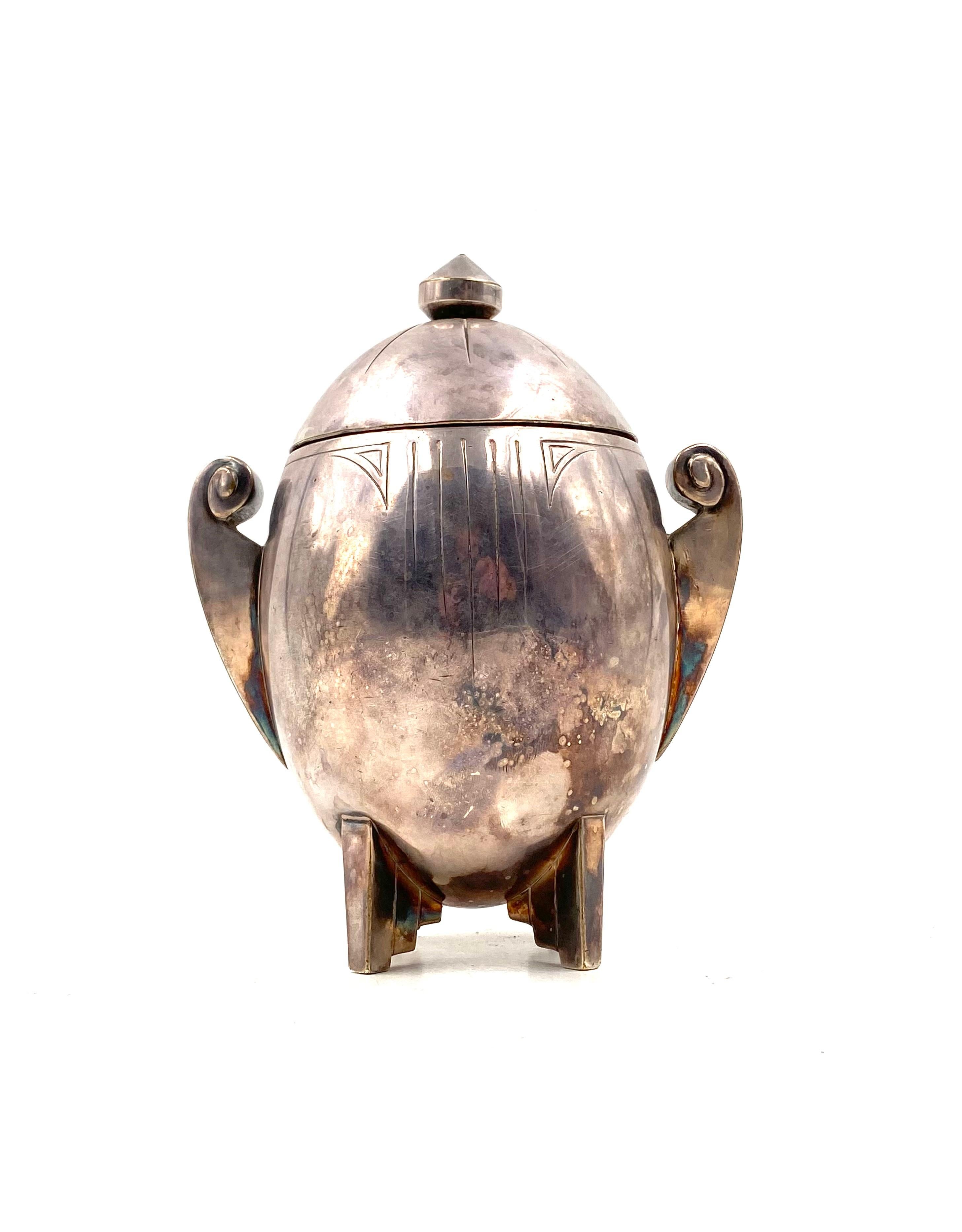 Art Deco silver-plated sugar bowl, Germany 1920s 1