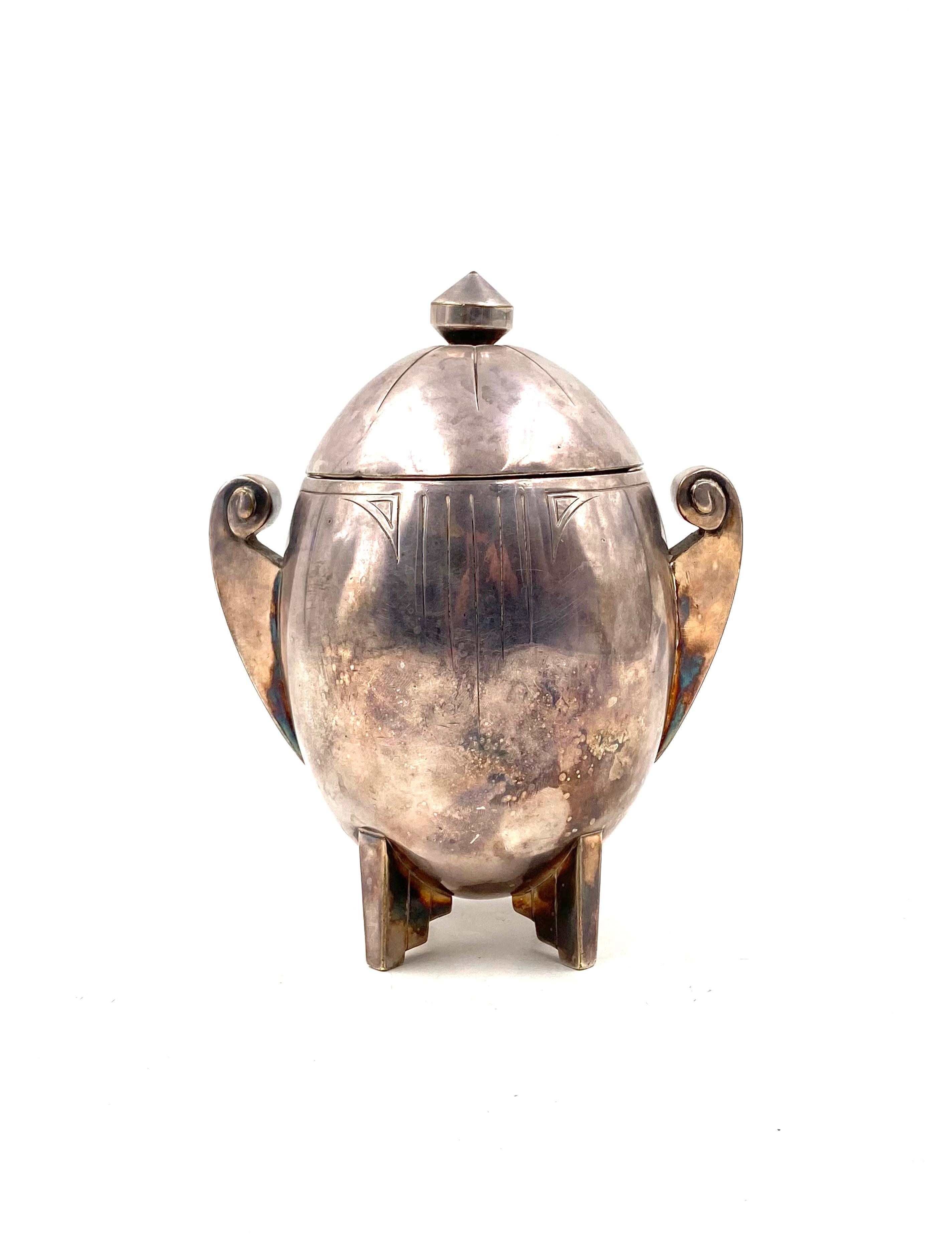Art Deco silver-plated sugar bowl, Germany 1920s 2