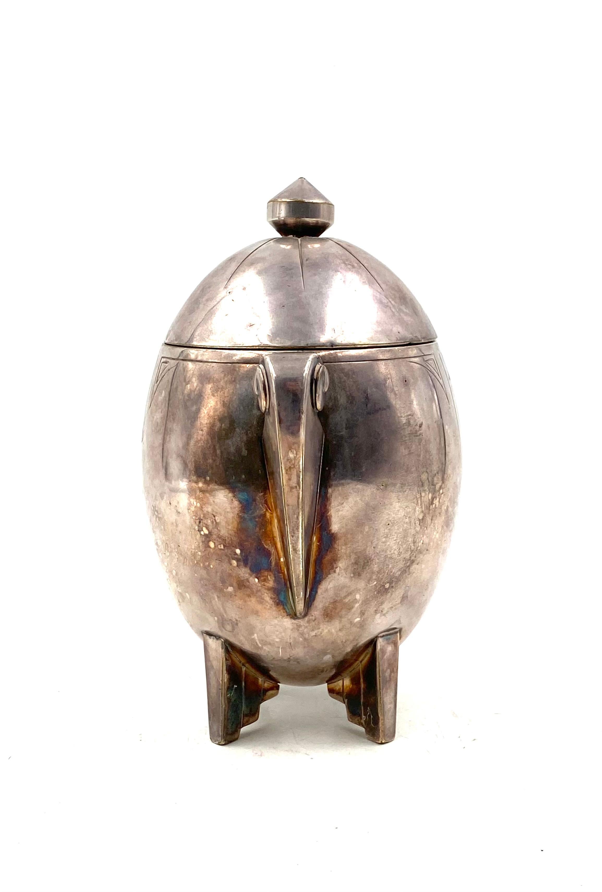 Art Deco silver-plated sugar bowl, Germany 1920s 4