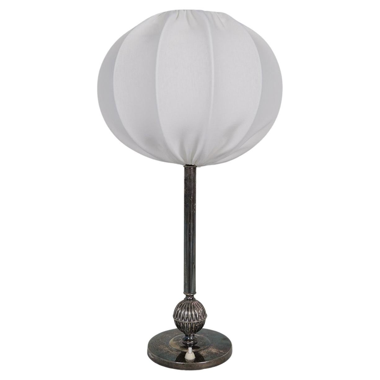 Lampe de bureau Art déco en métal argenté 1930, Suède.