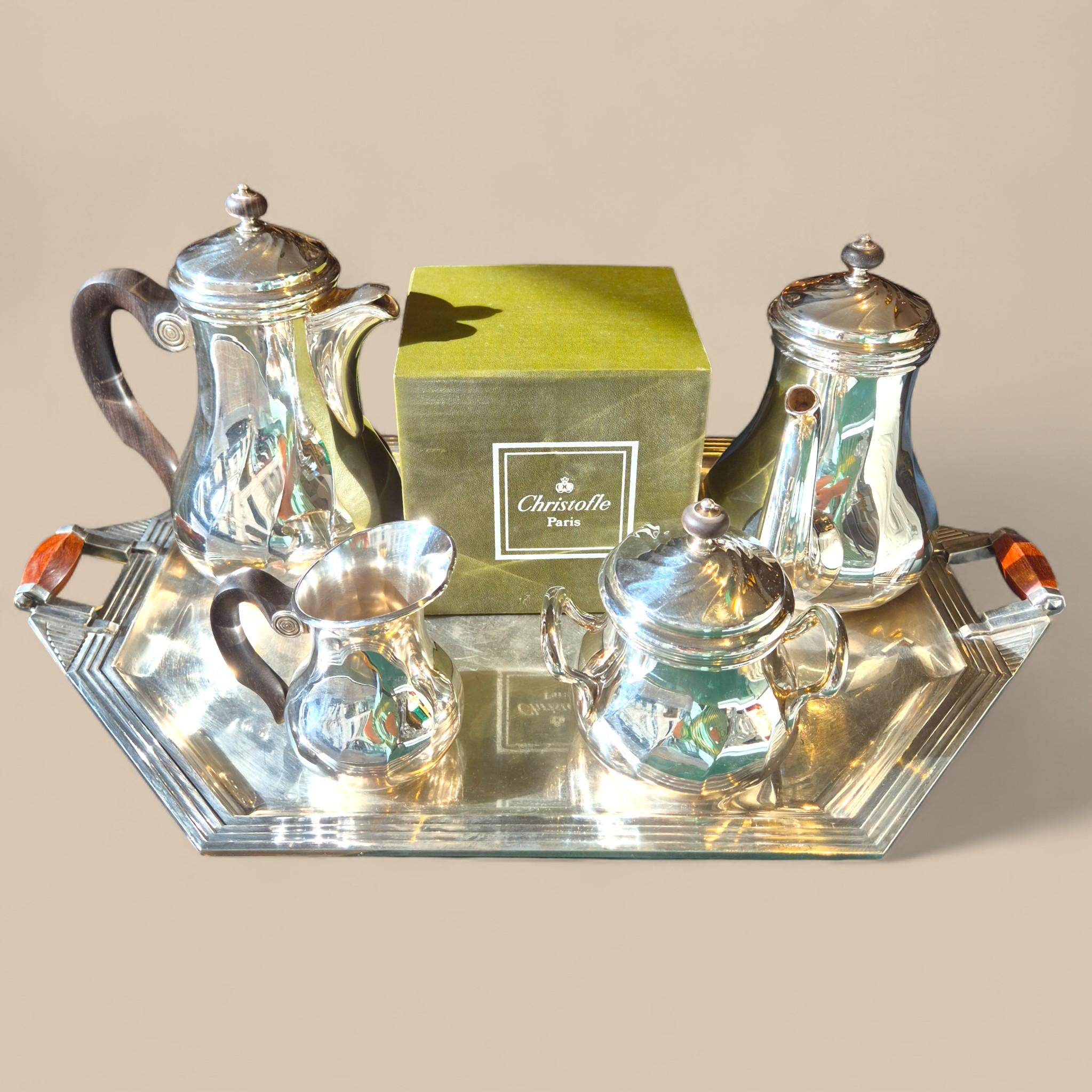 Set da tè e caffè in argento Art Déco di Christofle 1930, Parigi, Francia In condizioni buone in vendita a NICE, FR