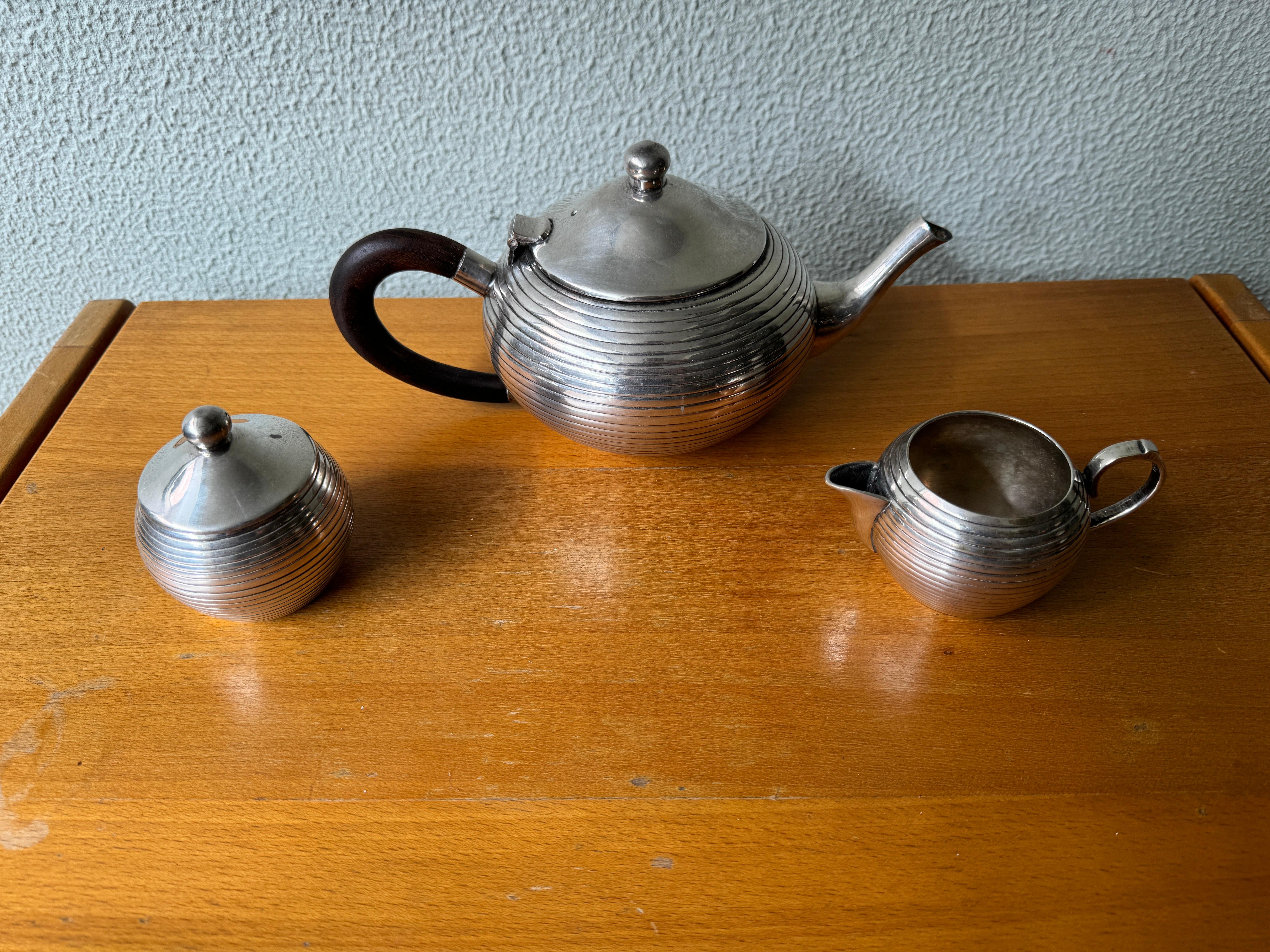 Art Deco Silver Plated Tea set, Portugal 1930's 15