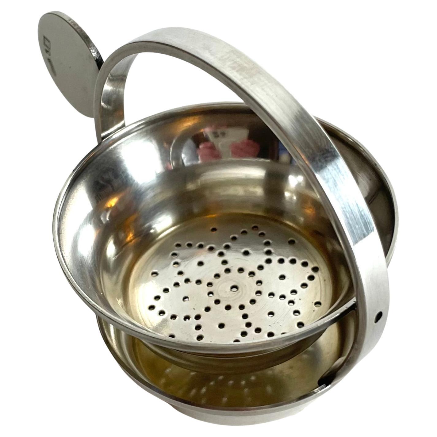 Versilbertes Art-Déco-Teesieb von Ravinet d
Enfert, Paris, 1930er Jahre im Angebot