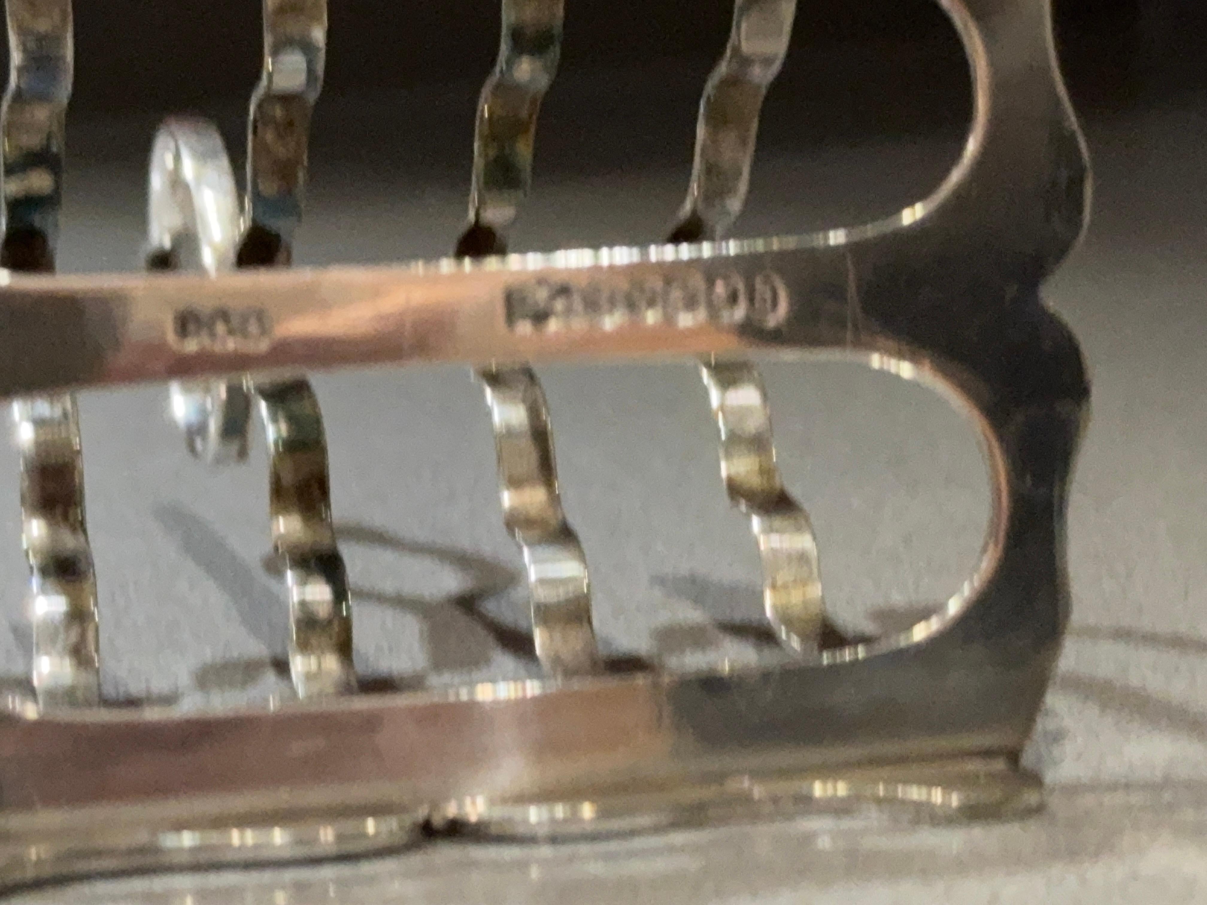 Art Deco Silver-Plated Toast Rack with Matching Tray, Vintage English Breakfast For Sale 4