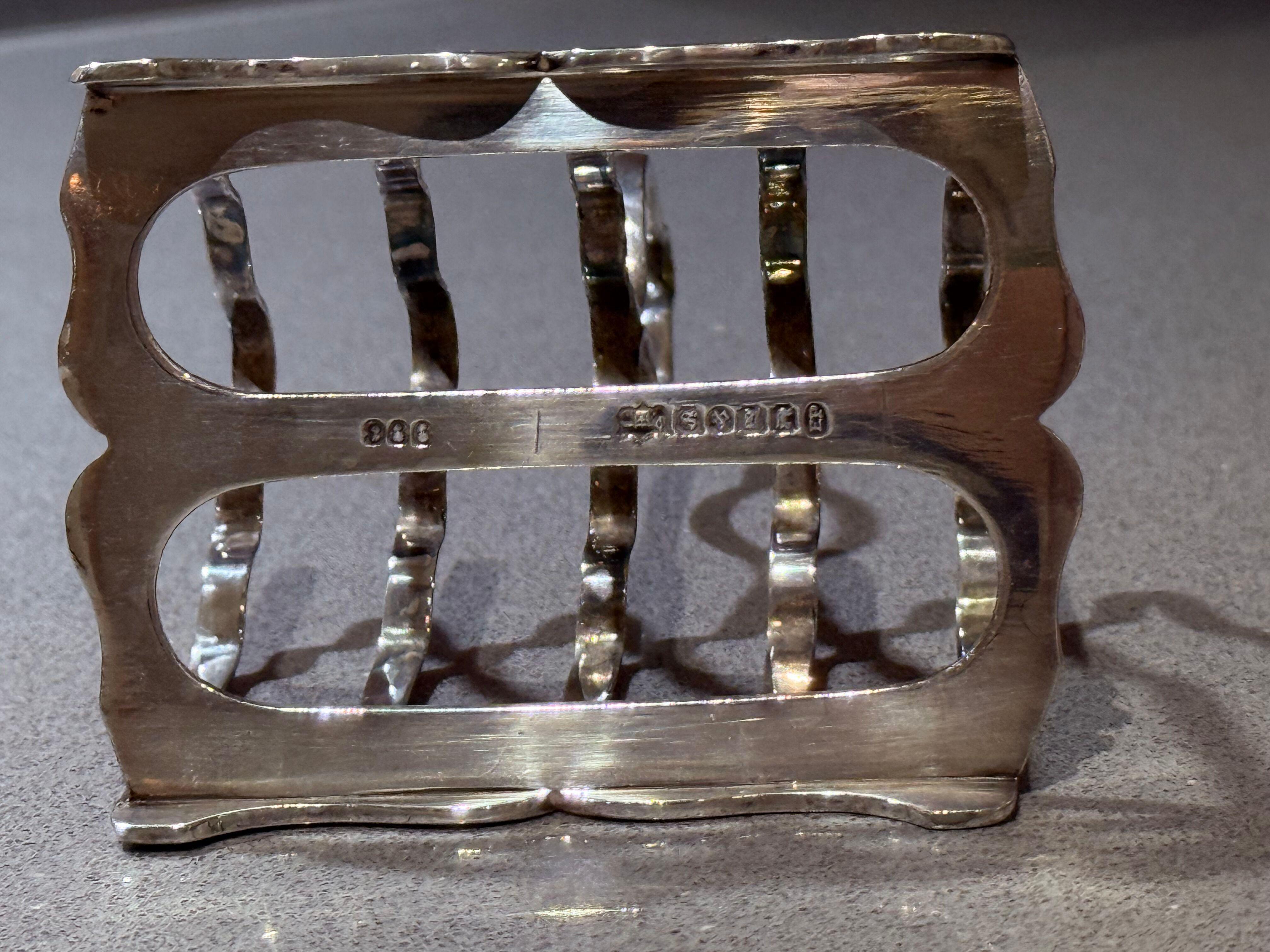 Art Deco Silver-Plated Toast Rack with Matching Tray, Vintage English Breakfast For Sale 5