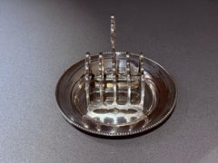Versilberter Art Deco Toastständer mit passendem Tablett, Vintage English Breakfast