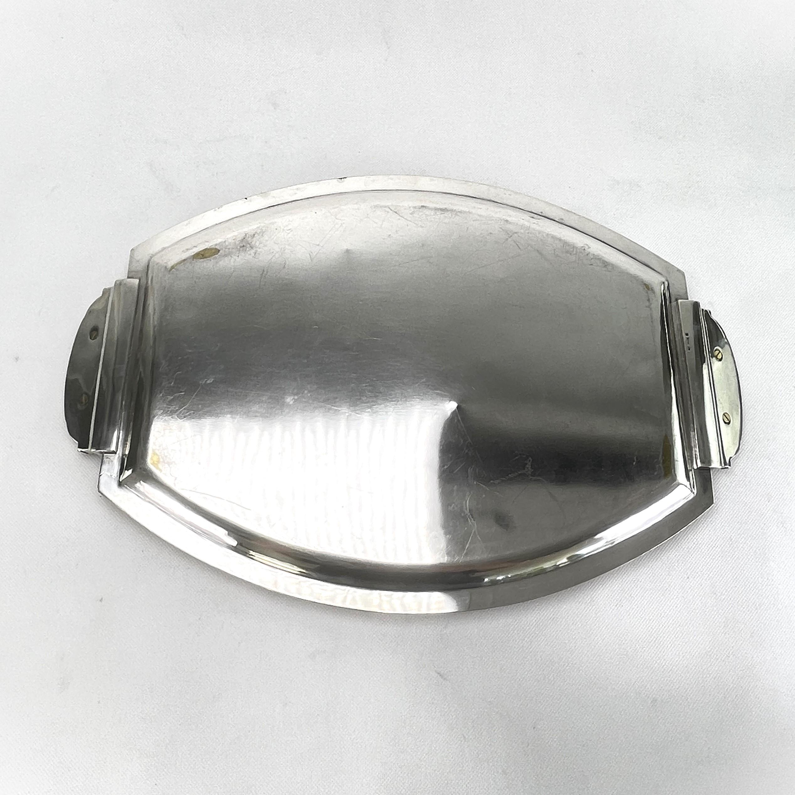 Mid-20th Century Art Deco Silver Plated Tray, 1930s For Sale