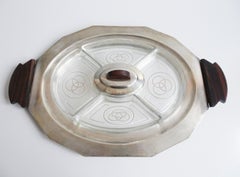 Art Deco Silver-Plated Tray by Armand Frenais with Serving Bowls, France 1930