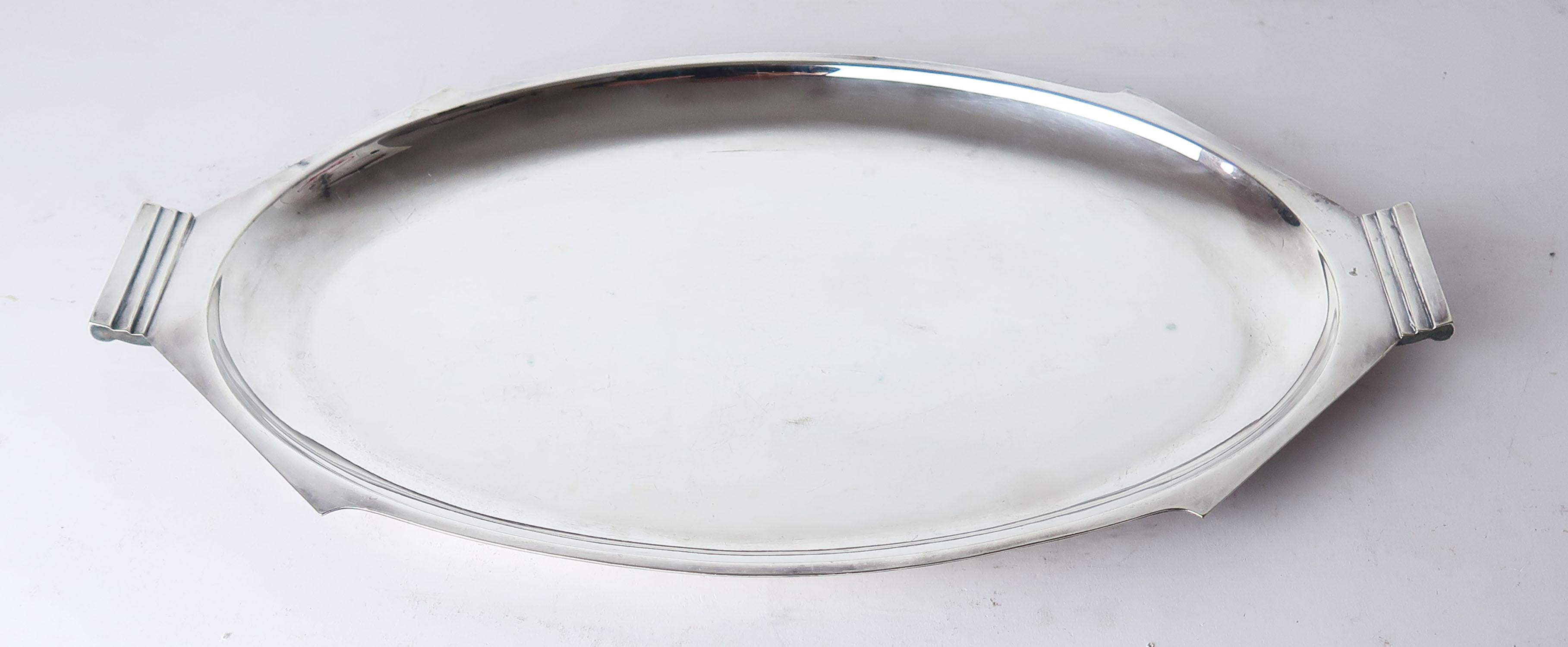 Sterling Silver Art Deco Silver Plated Tray, English C.1930