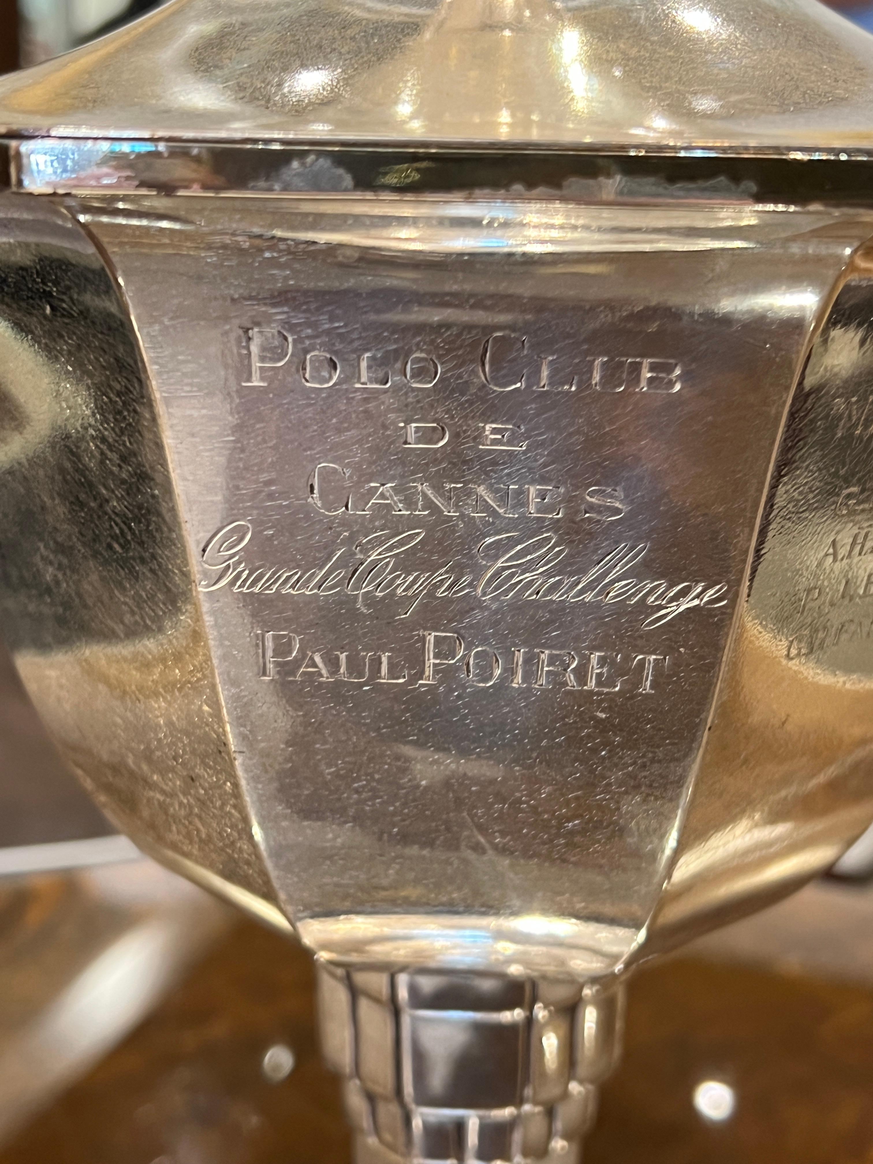 Art Deco Silver Plated Trophy by Paul Poiret, Dated 1929 In Good Condition For Sale In Miami, FL