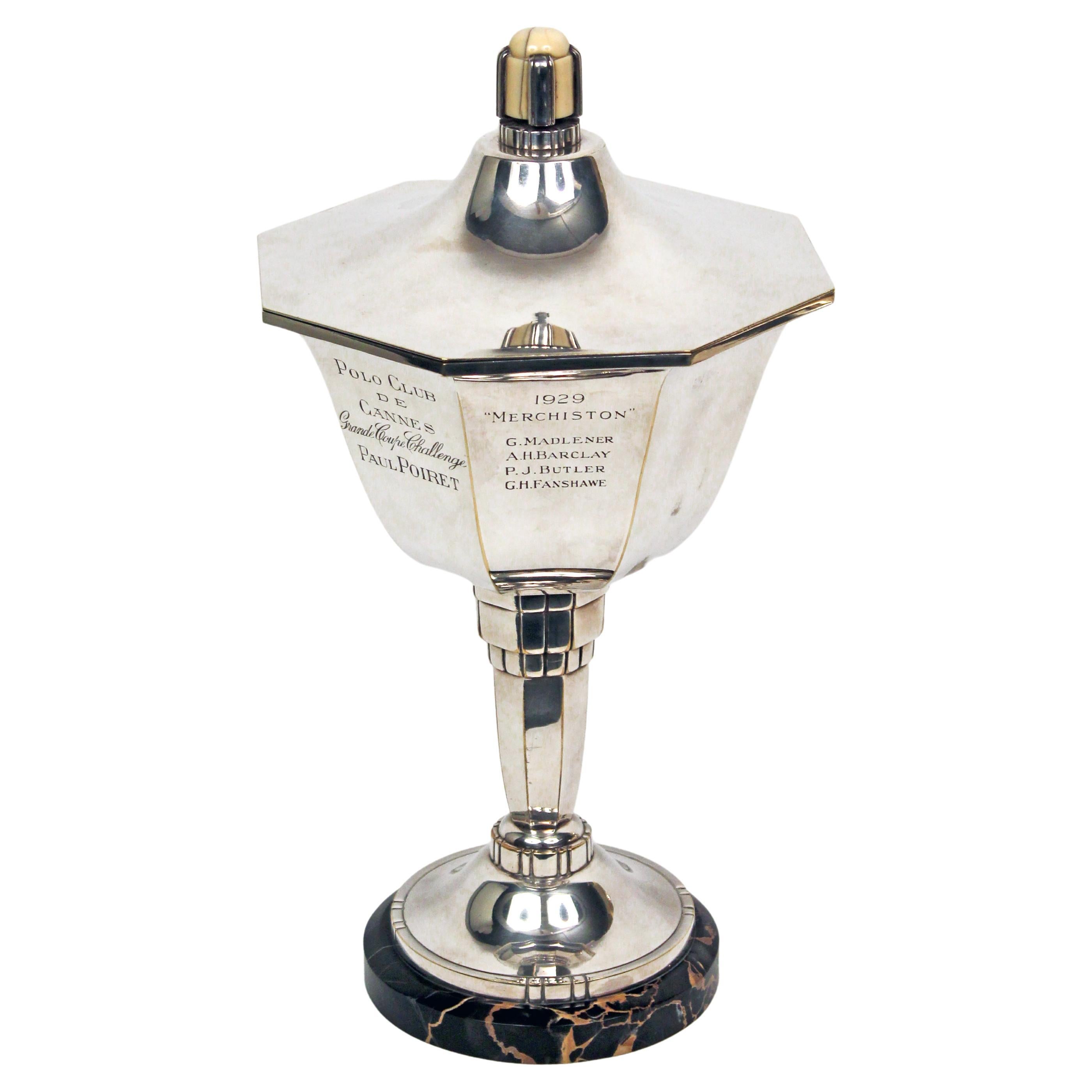 Art Deco Silver Plated Trophy by Paul Poiret, Dated 1929 For Sale