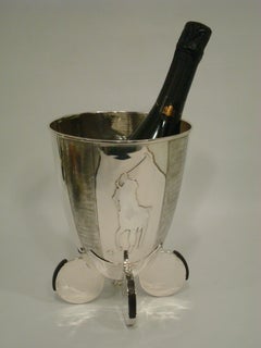 Art Deco Sterling Polo Player / Horse Wine or Champagne Cooler  1920´s Trophy