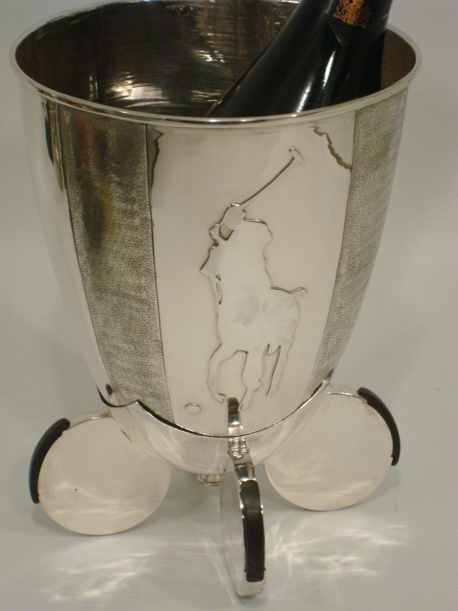 Unknown Art Deco Silver Polo Player / Horse Wine or Champagne Cooler  1920´s Trophy  For Sale