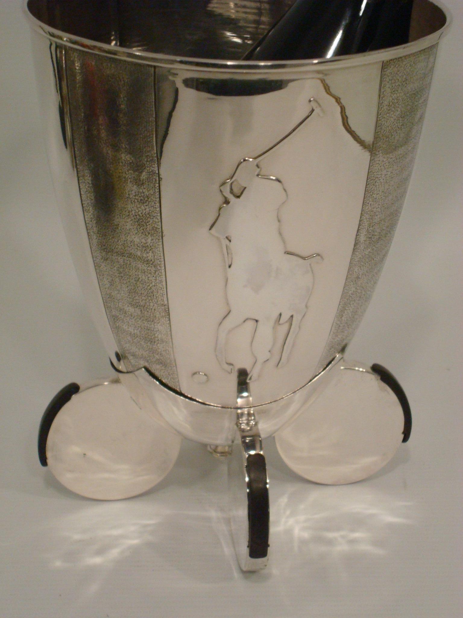 20th Century Art Deco Silver Polo Player / Horse Wine or Champagne Cooler  1920´s Trophy  For Sale