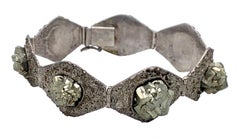 Art Deco Silver Pyrite Cubic Crystal Bracelet