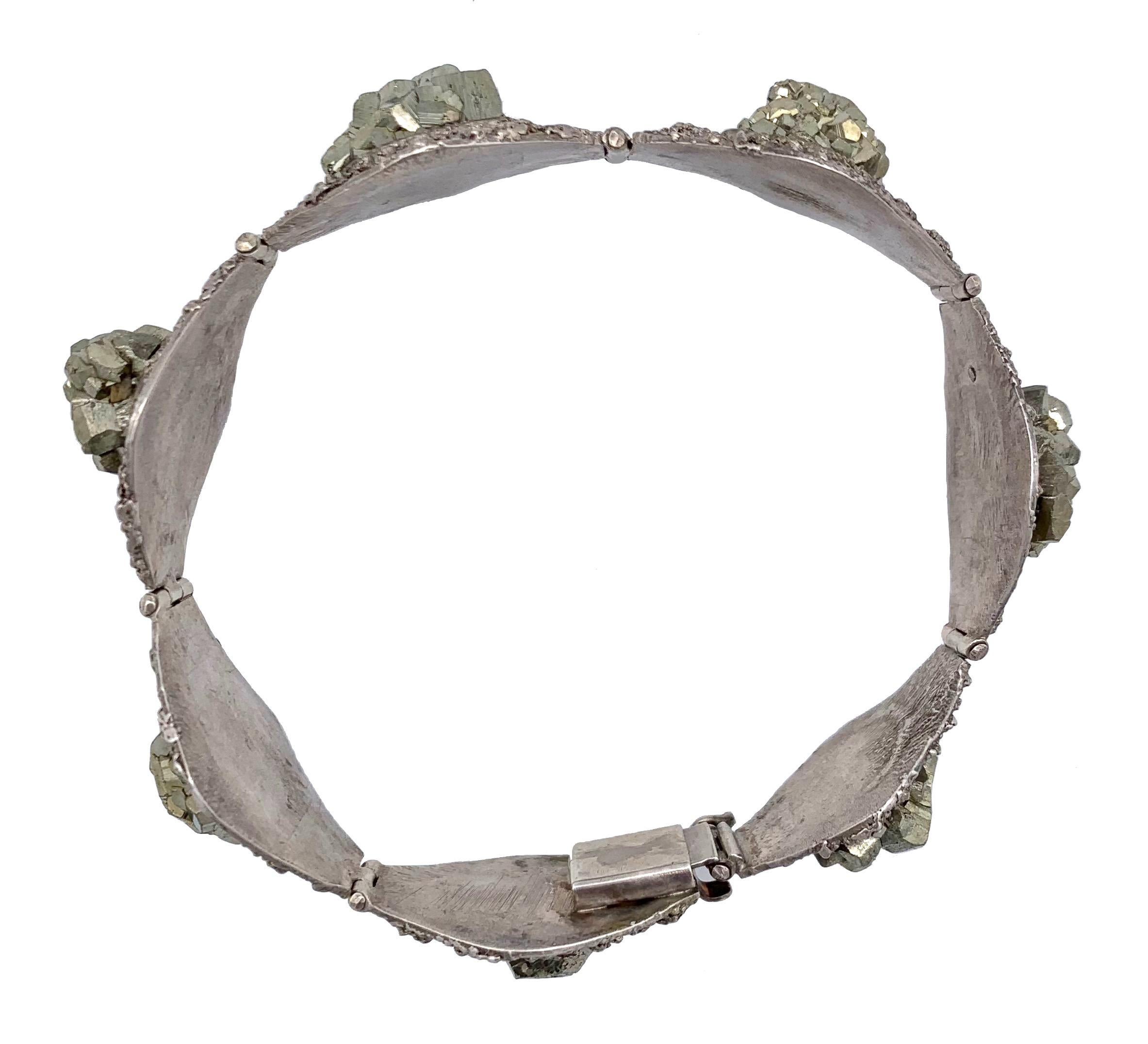 Bracelet Art déco en pyrite d'argent et cristal cubique Bon état - En vente à Munich, Bavaria