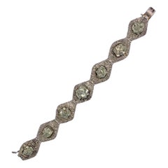 Antique Art Deco Silver Pyrite Cubic Crystal Bracelet