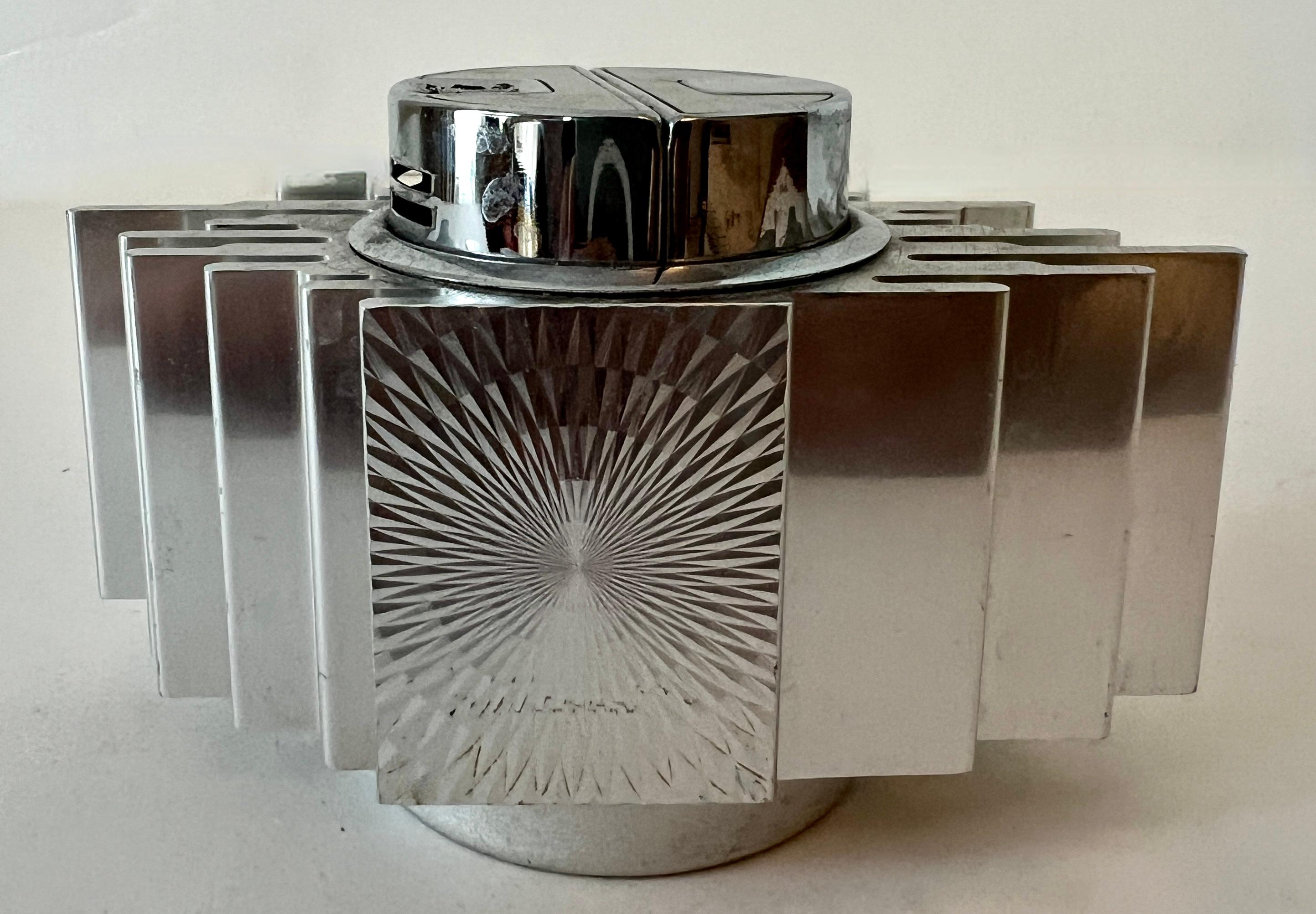 Japanese Art Deco Silver Table Lighter For Sale