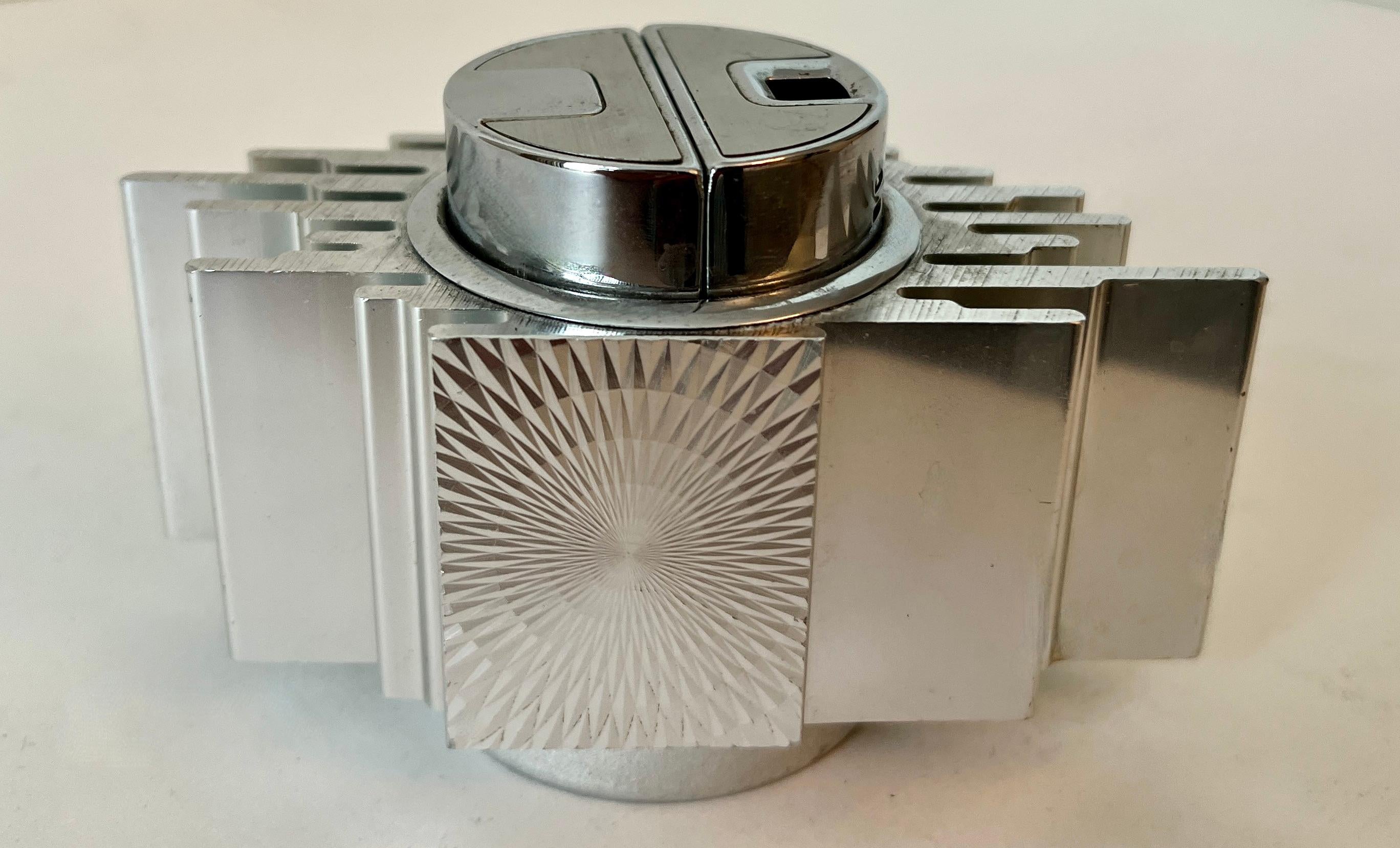 Mid-Century Modern Art Deco Silver Table Lighter
