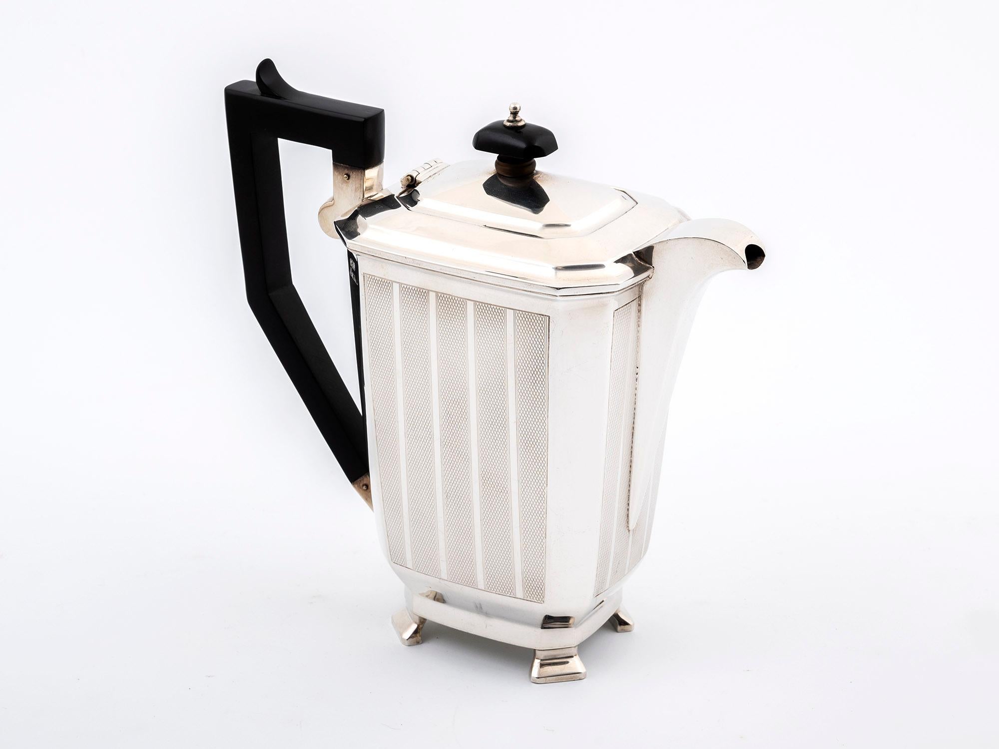 Art Deco Silver Tea Set by Charles Usher 10