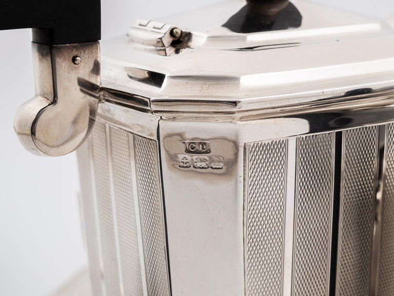 Art Deco Silver Tea Set by Charles Usher For Sale at 1stDibs
