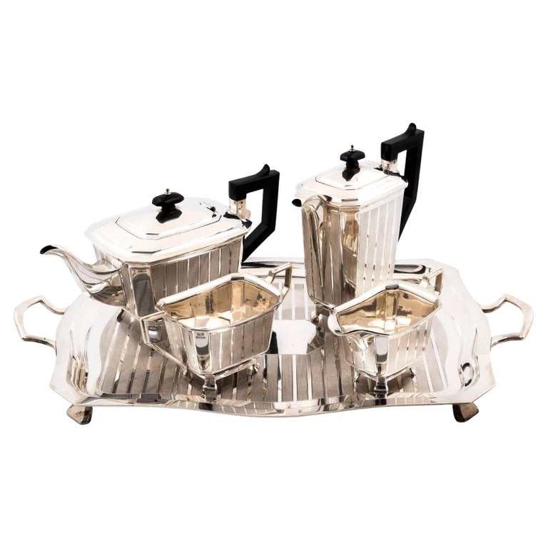 Art Deco Silver Tea Set by Charles Usher For Sale at 1stDibs