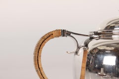 Art Deco Silver Teapot 830s with Straw Handle Made by Cohr Silver, Denmark, 1939