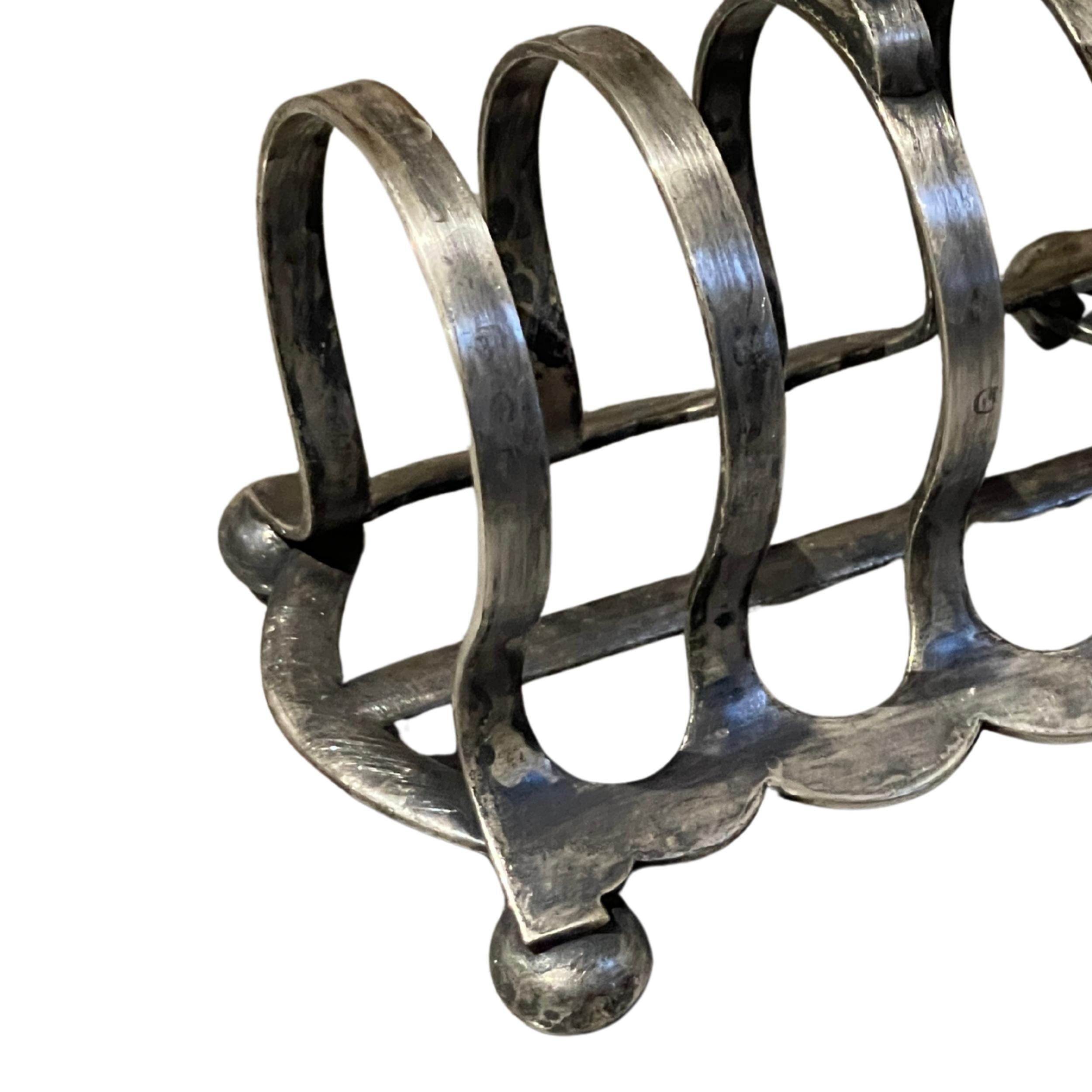 Art Deco Silber Toast Rack, 4 Slice Frühstück Brot Stand mit Griff Sheffield im Angebot 1