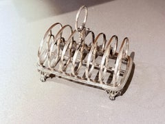 Art Deco Silber Toast Rack, 6 Slice Frühstück Brot Stand mit Griff Sheffield
