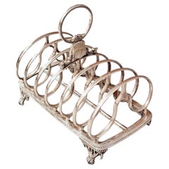 Art Deco Silber Toast Rack, 6 Slice Frühstück Brot Stand mit Griff Sheffield