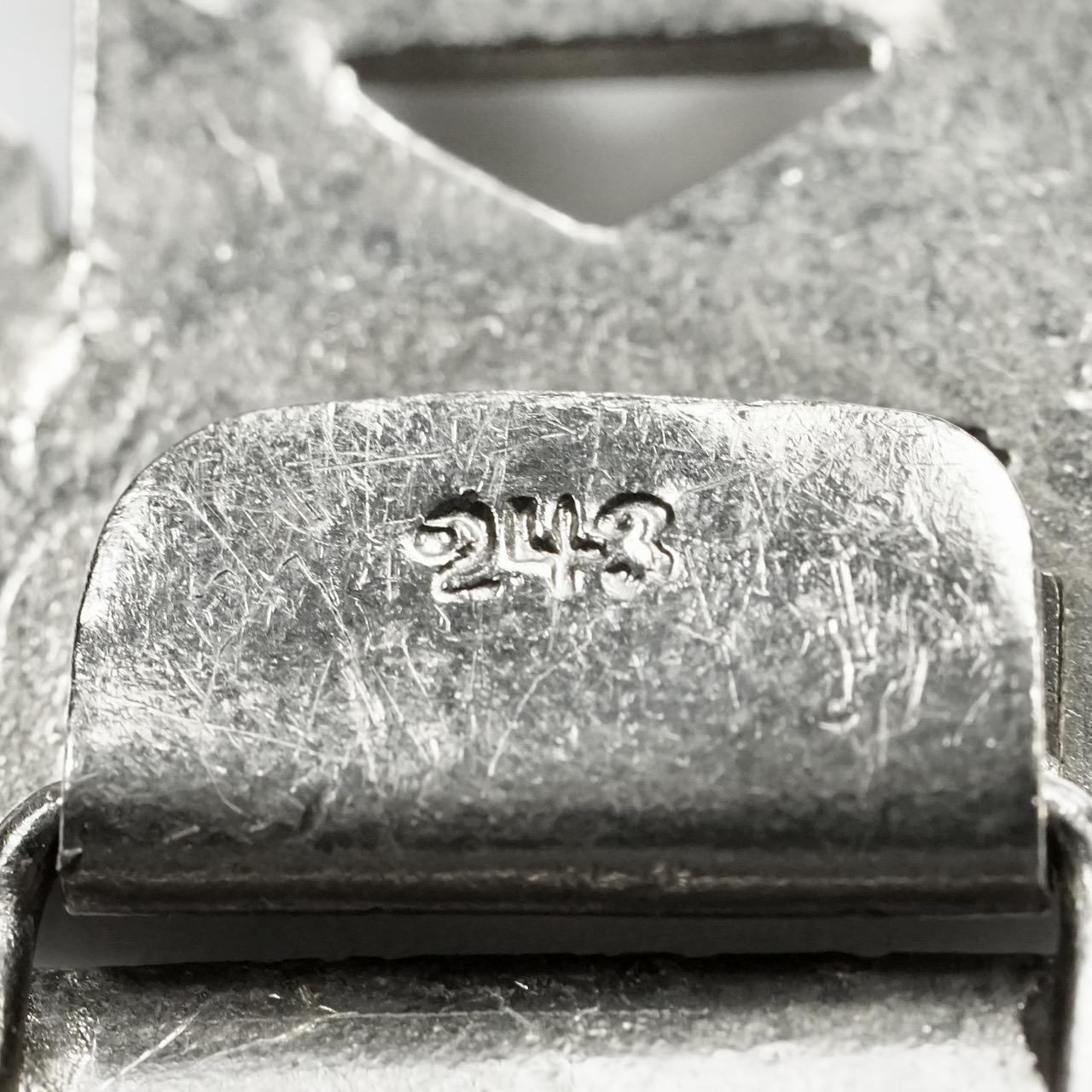 Women's or Men's Art Deco Silver Tone Belt Buckle with Paste Stones and Amber Glass For Sale