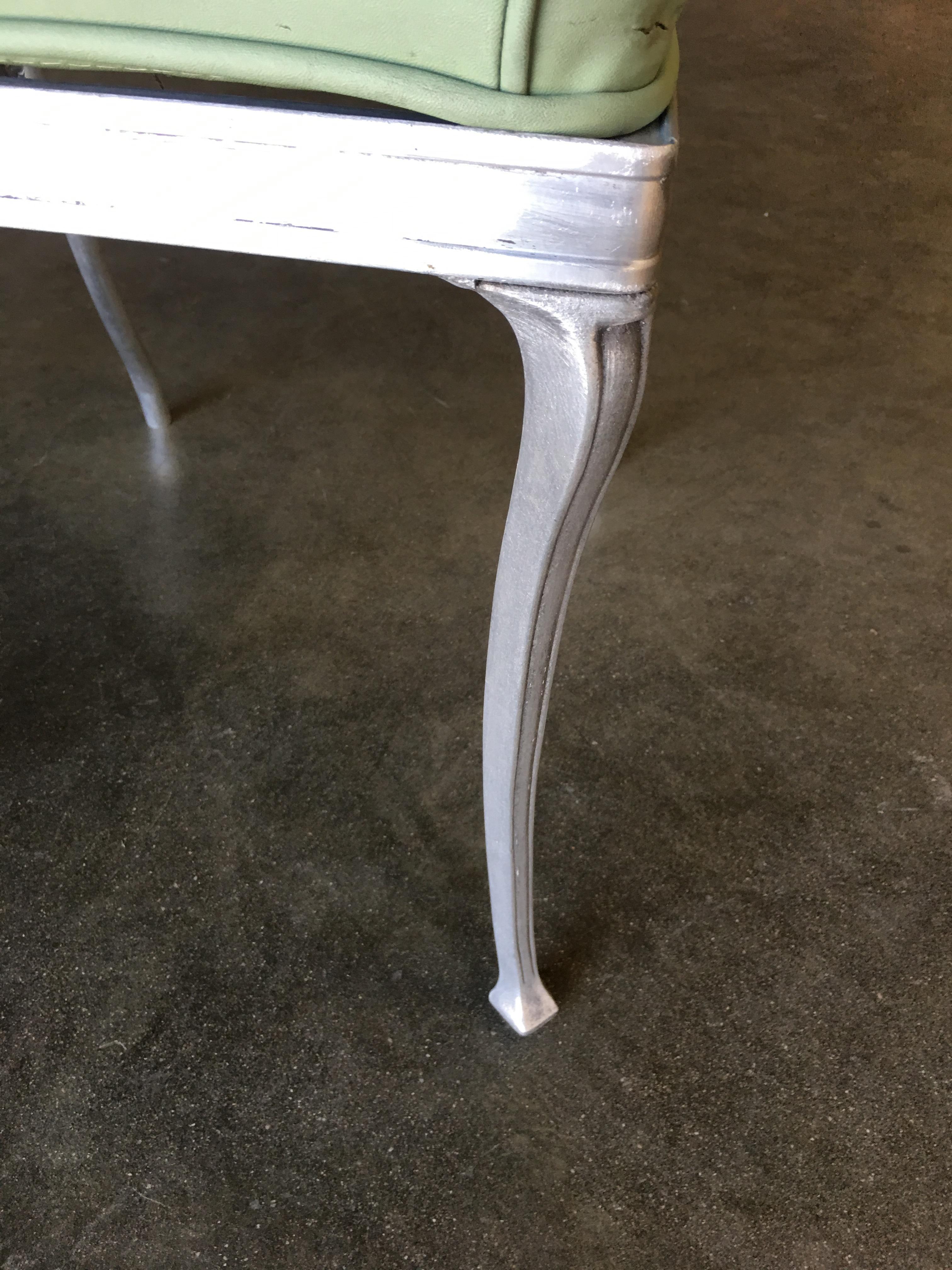 Art Deco Silver Tone Casted Aluminum Spiderweb Side Chair, Pair In Excellent Condition For Sale In Van Nuys, CA
