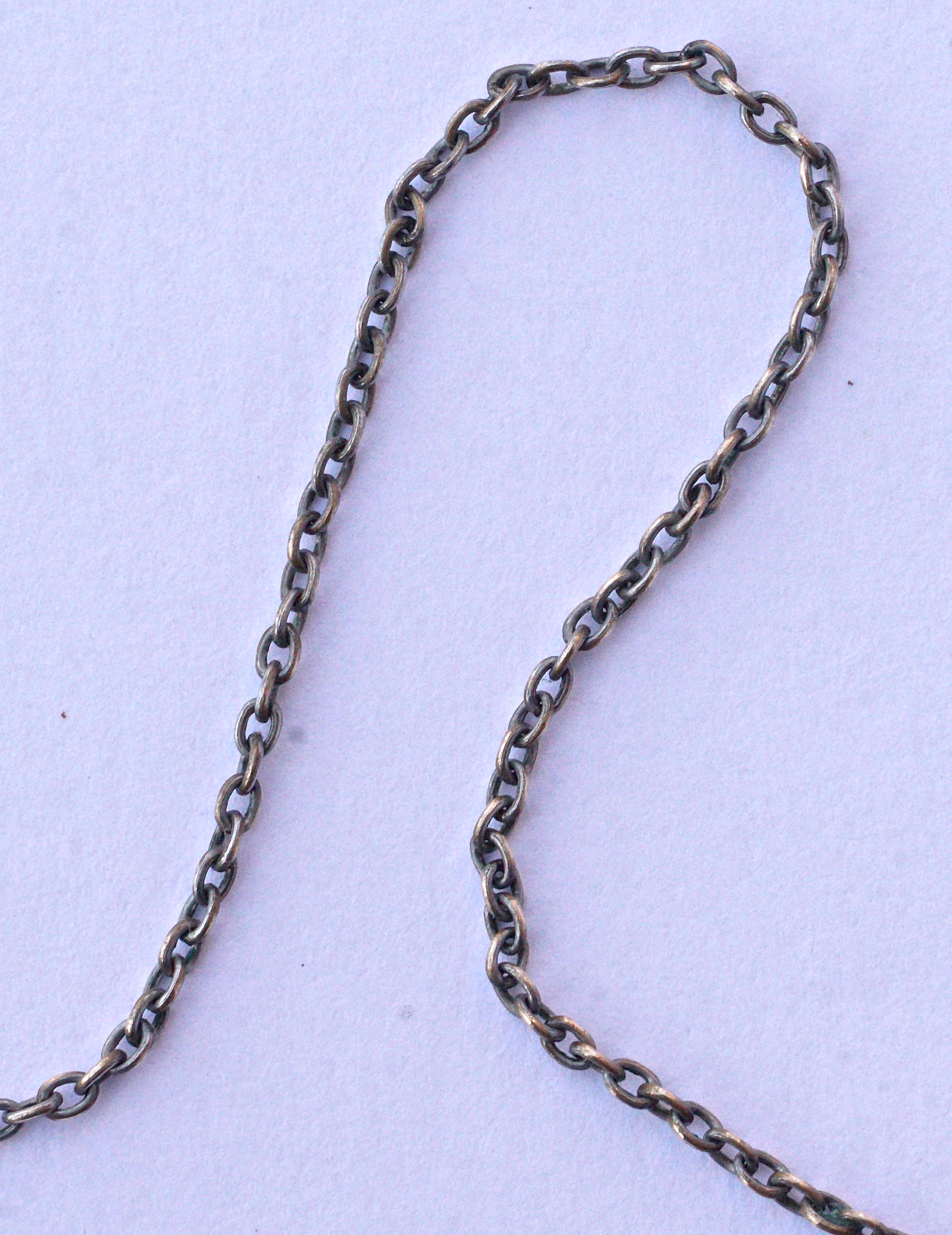 Art Deco Silver Tone Open Back Bezel Set  Blue Drop Pendant Necklace 3