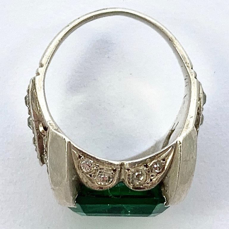 #147 Details about   GENUINE  EMERALD ANTIQUE DESIGN ART DECO .925 STERLING SILVER RING SIZE 10 