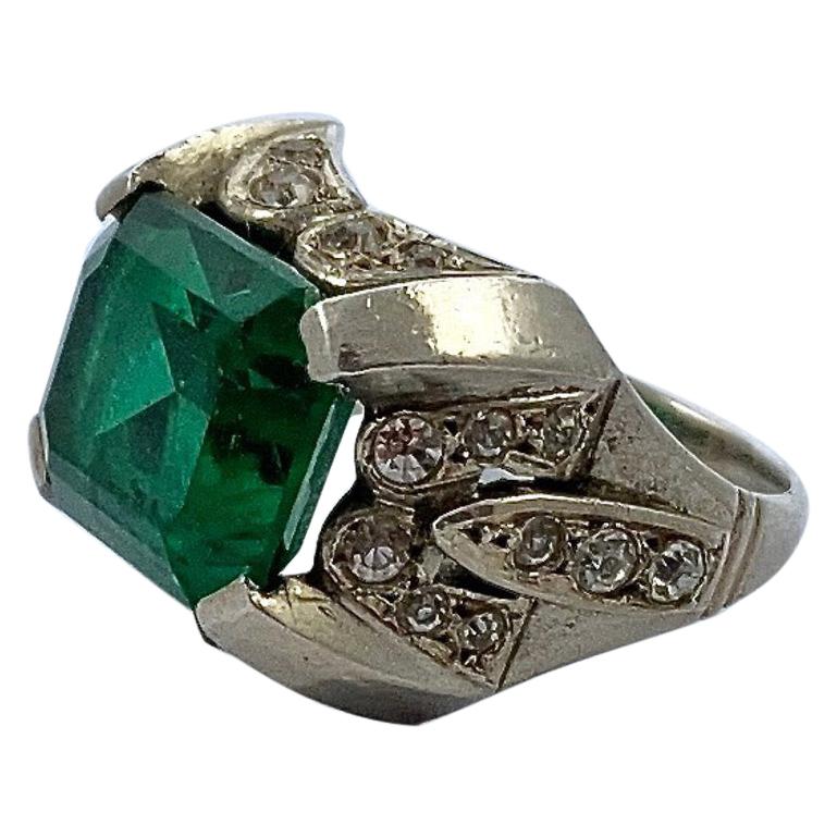 Details about   Art Deco 3.78 Ct Emerald Green Ring  Antique Vintage Silver Engagement Ring 