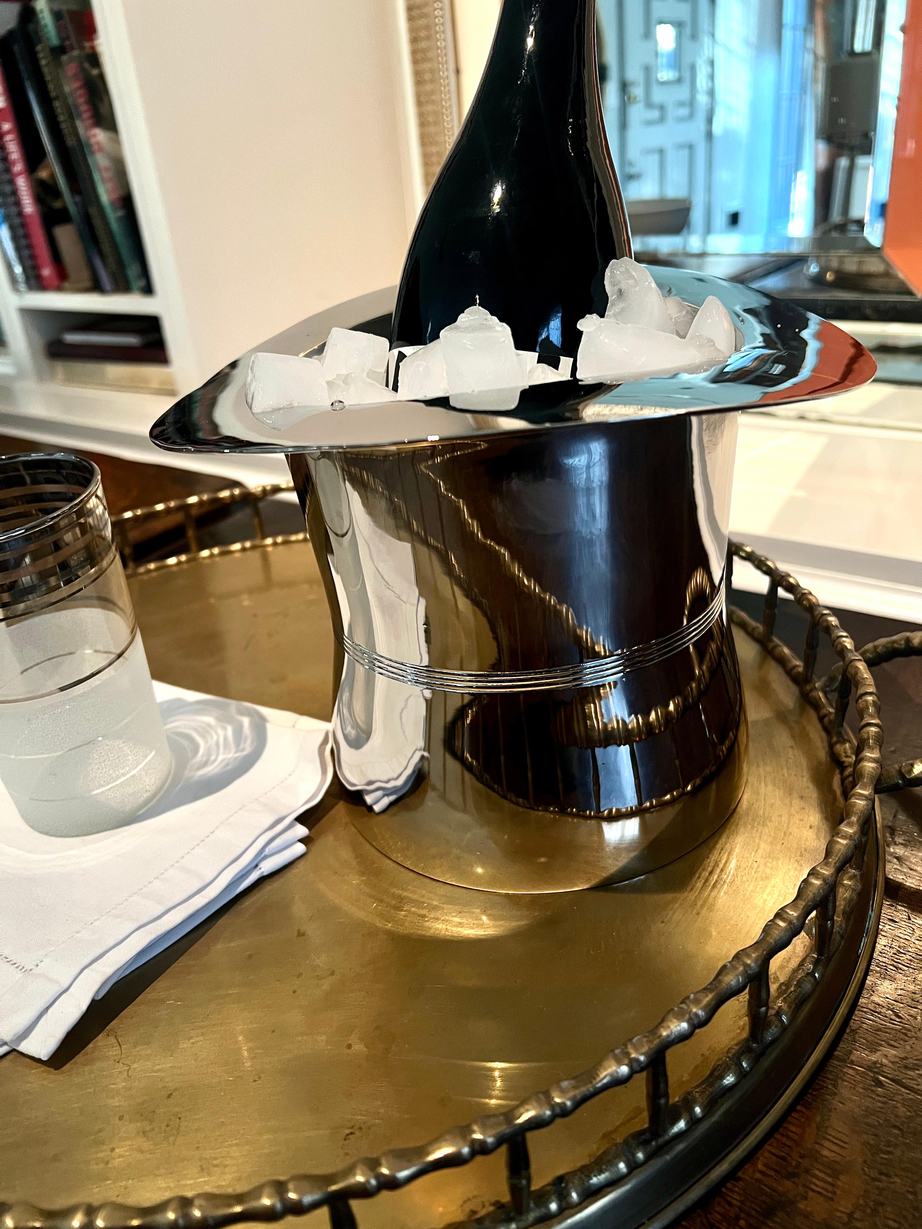 Art Deco Silver Top Hat Ice or Champagne Bucket 4