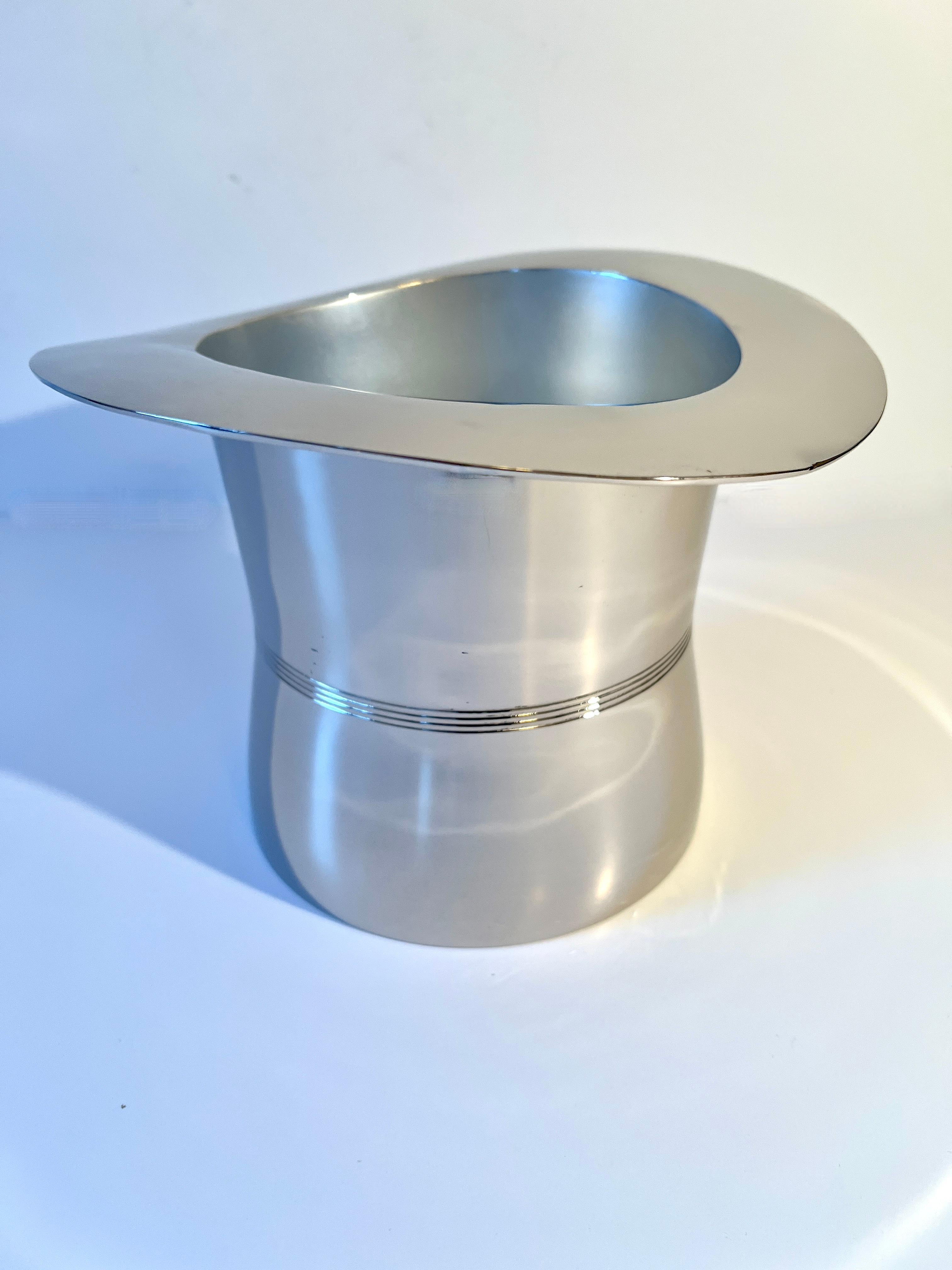 Hand-Crafted Art Deco Silver Top Hat Ice or Champagne Bucket