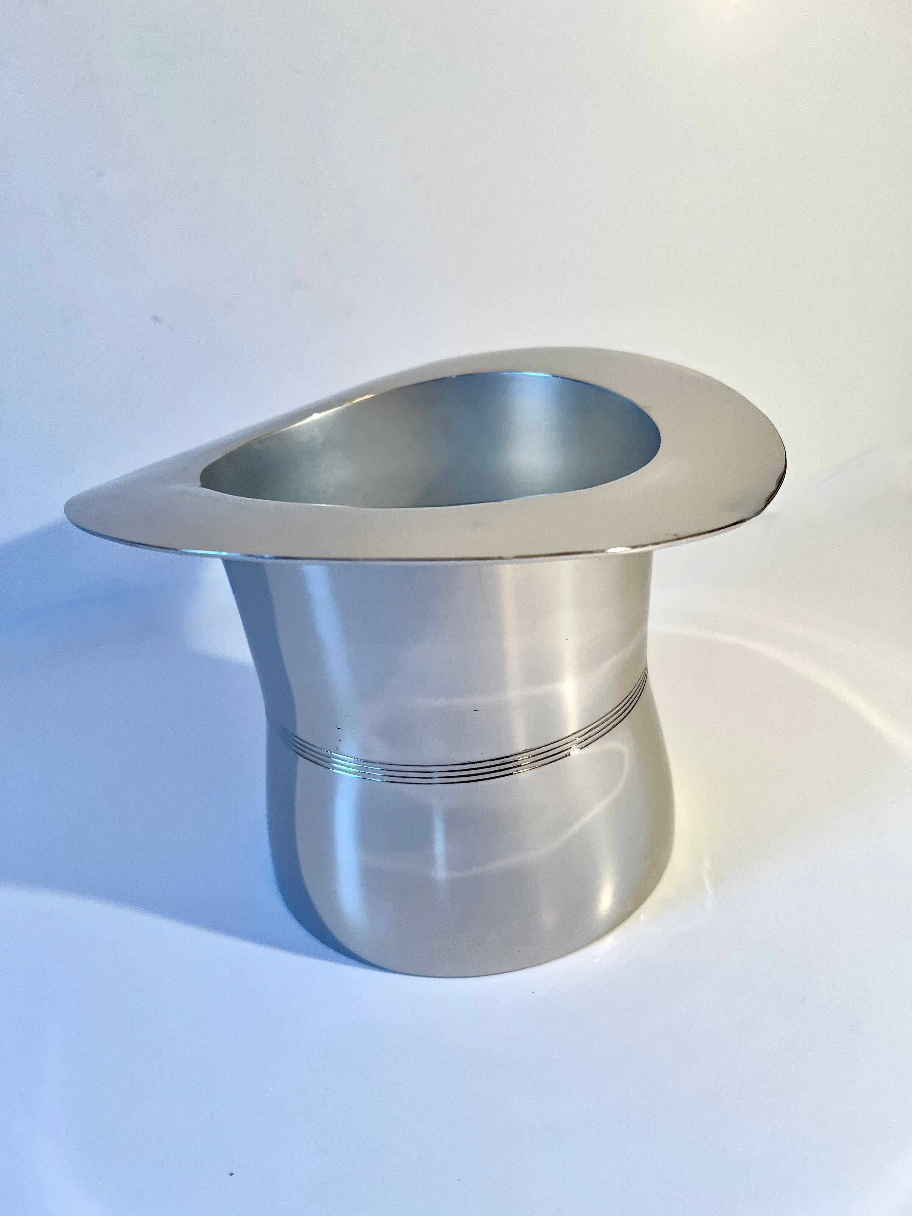 Silver Plate Art Deco Silver Top Hat Ice or Champagne Bucket