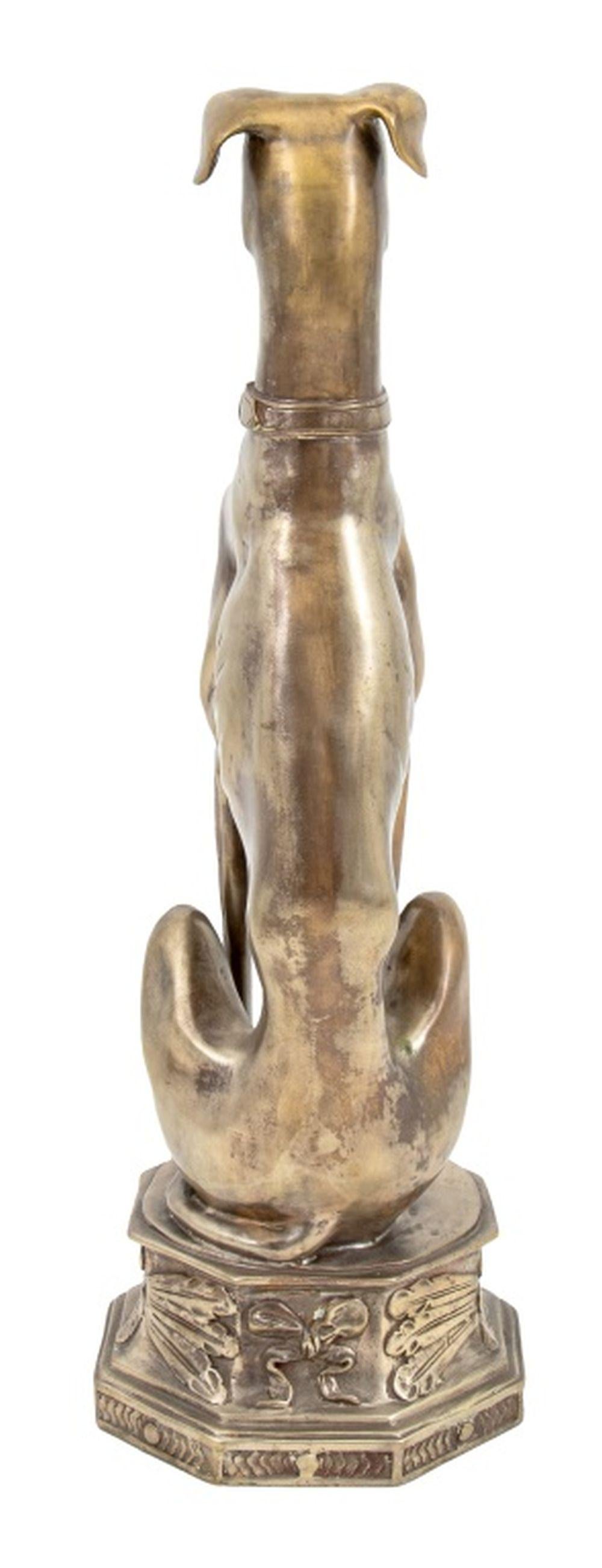20th Century Art Deco Silvered Brass Whippet Statue For Sale
