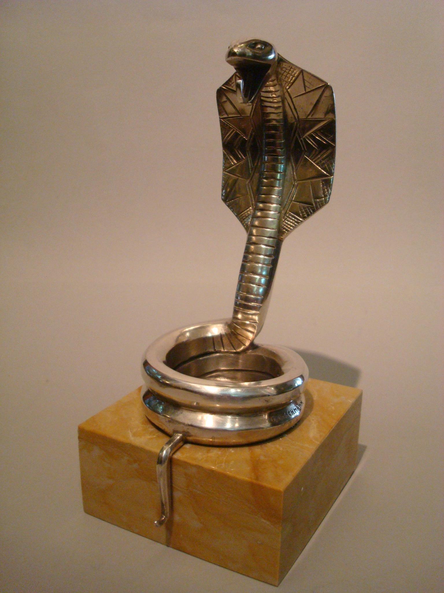 versilberter Bronze-Cobra-Briefbeschwerer im Art déco-Stil von Rischmann Frankreich (Französisch) im Angebot