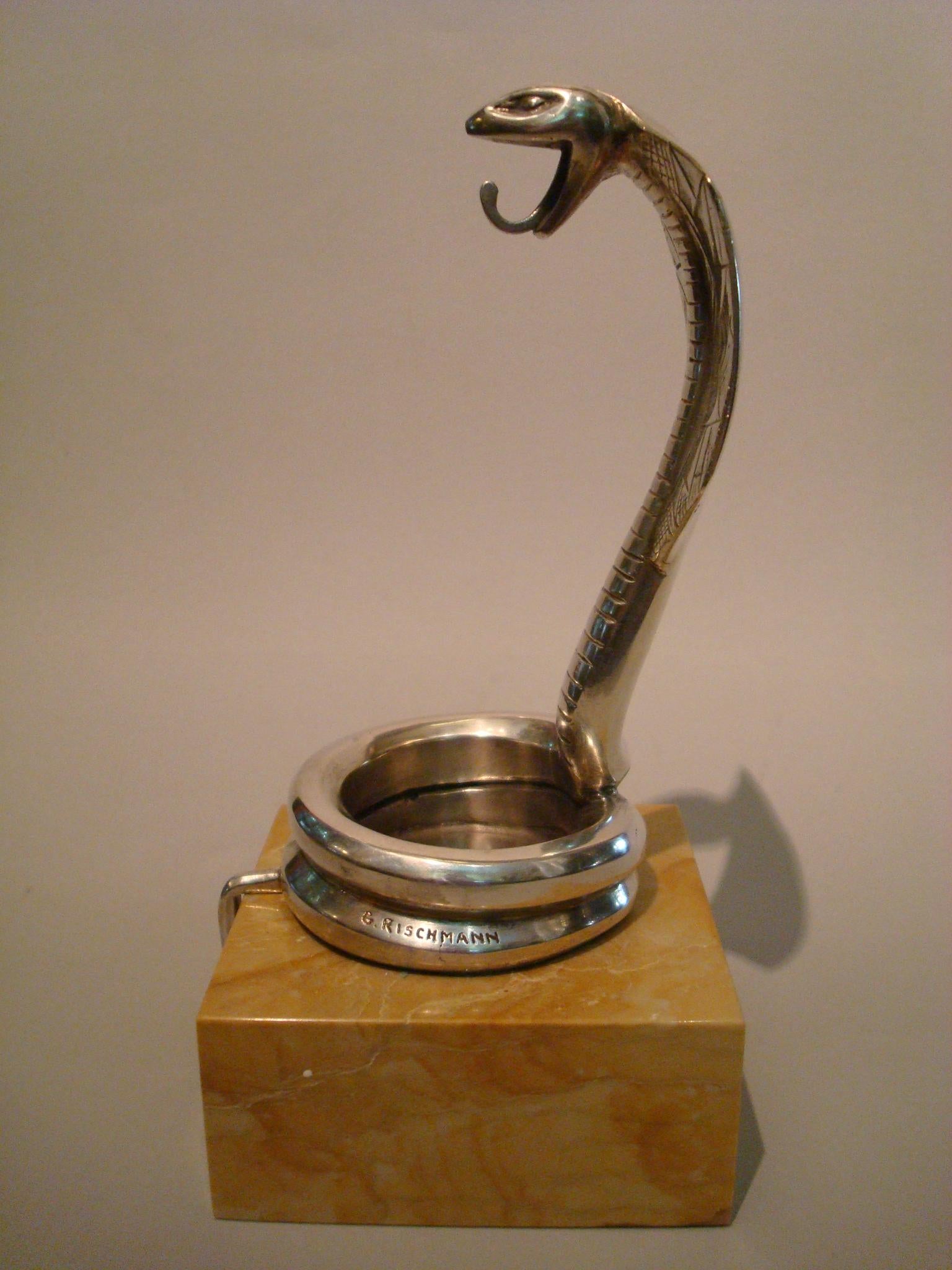 versilberter Bronze-Cobra-Briefbeschwerer im Art déco-Stil von Rischmann Frankreich (Versilbert) im Angebot