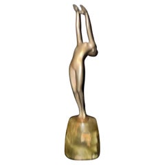 Art Deco Silvered Bronze Dancer with Outstreched Arms by Josef Lorenzl Ca 1920's