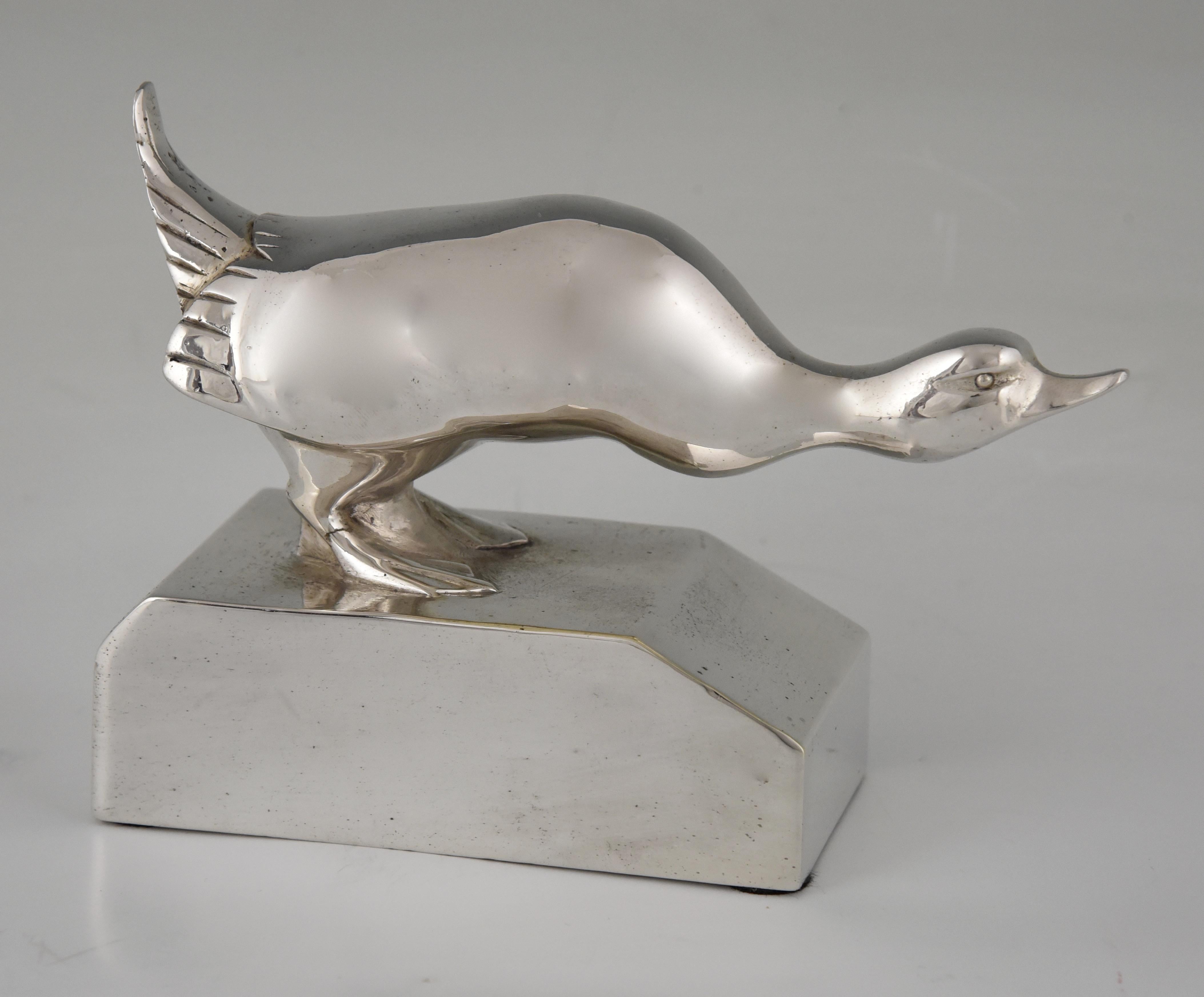 Art Deco Silvered Bronze Duck Bookends G.H. Laurent France 1925 2