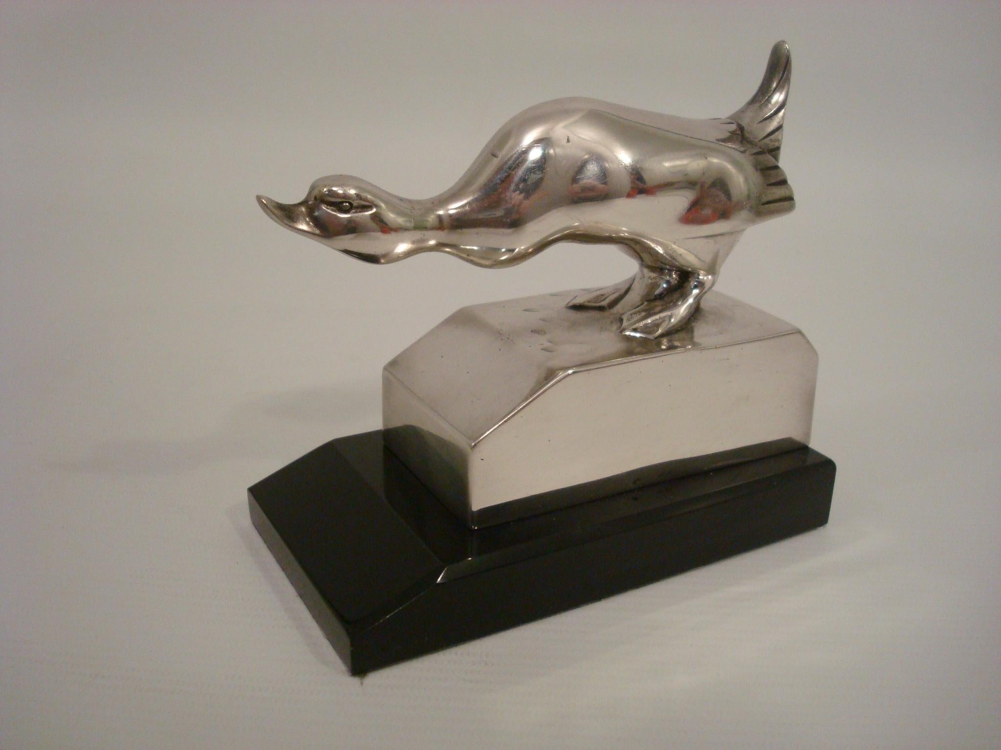 Art Deco Silvered Bronze Duck Bookends G.H. Laurent France 1925 For Sale 5