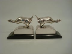 Art Deco Silvered Bronze Duck / Goose Bookends G.H. Laurent France 1925