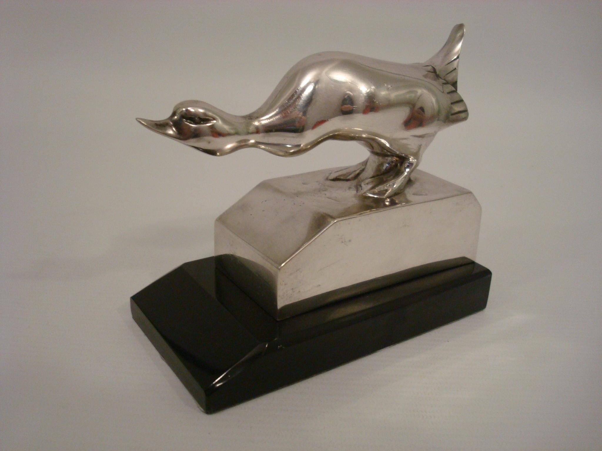 Art Deco Silvered Bronze Duck Bookends G.H. Laurent France 1925 For Sale 3