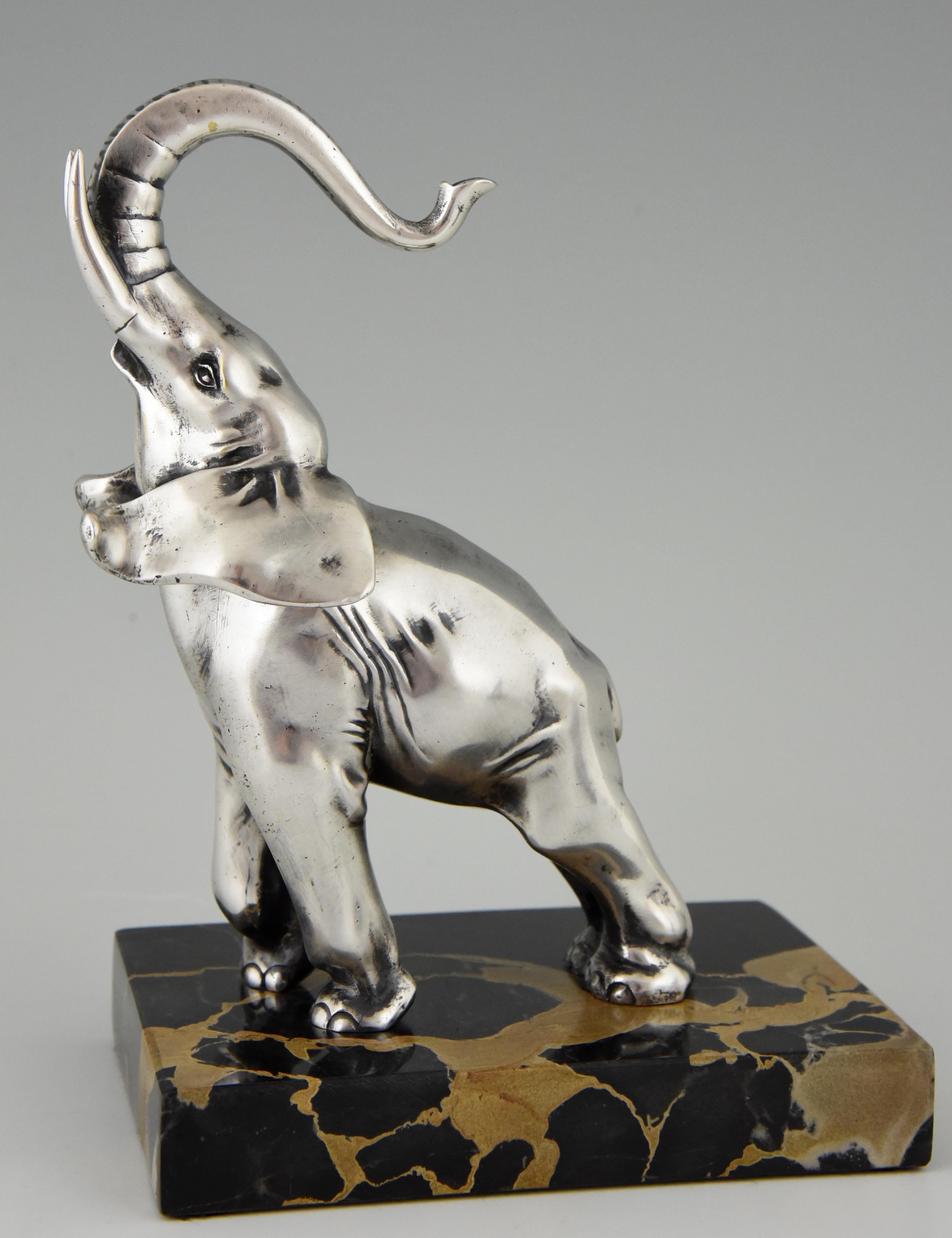 Art Deco Silvered Bronze Elephant Bookends Rischmann, France, 1925 1