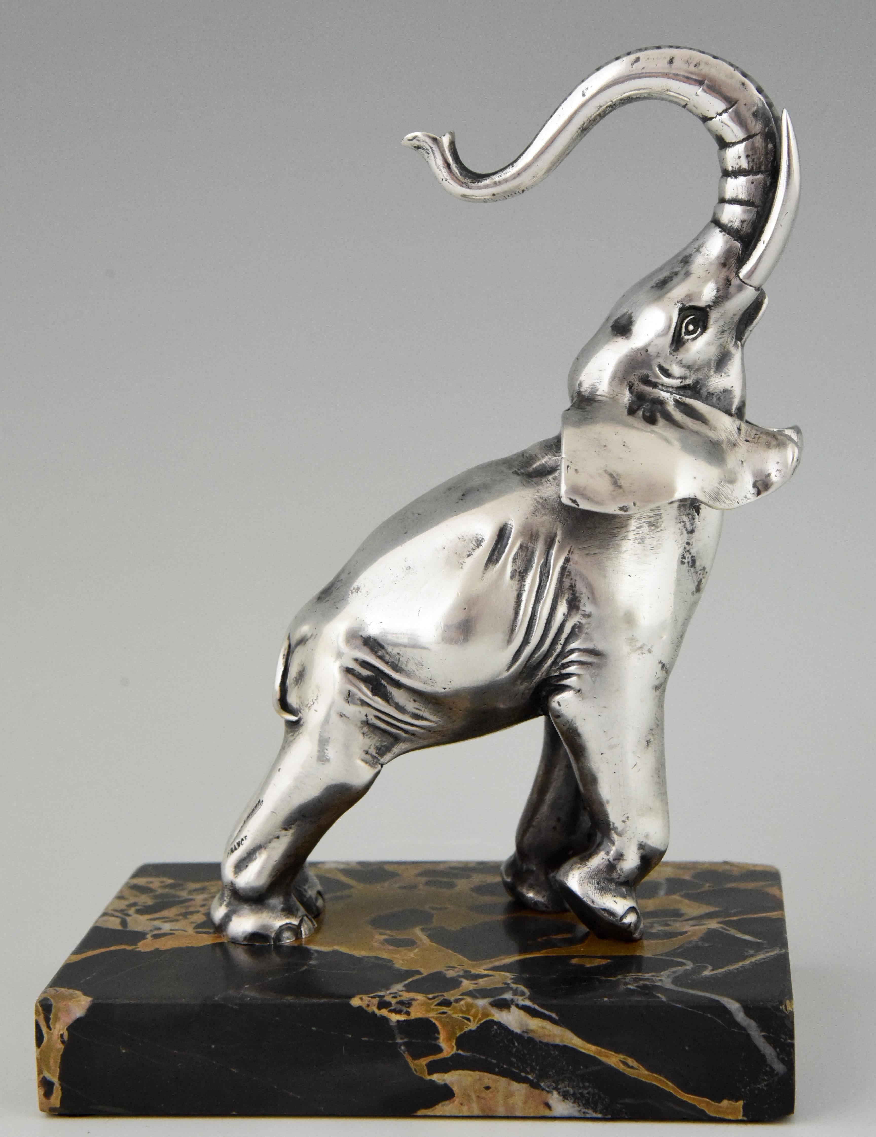 Art Deco Silvered Bronze Elephant Bookends Rischmann, France, 1925 2
