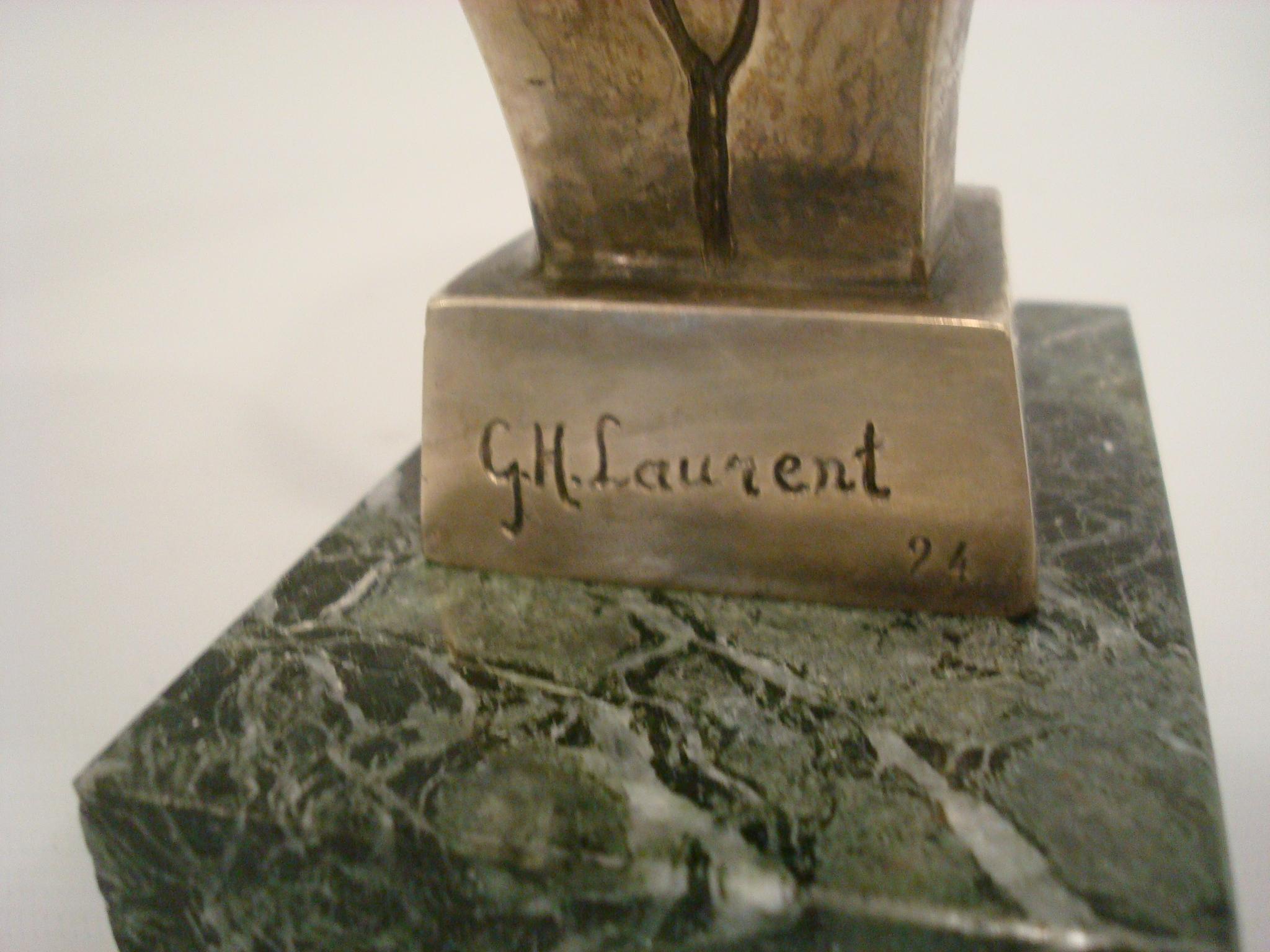 Art Deco Silvered Bronze Elephant Bookends Signed G. H. Laurent, France, 1920s For Sale 6